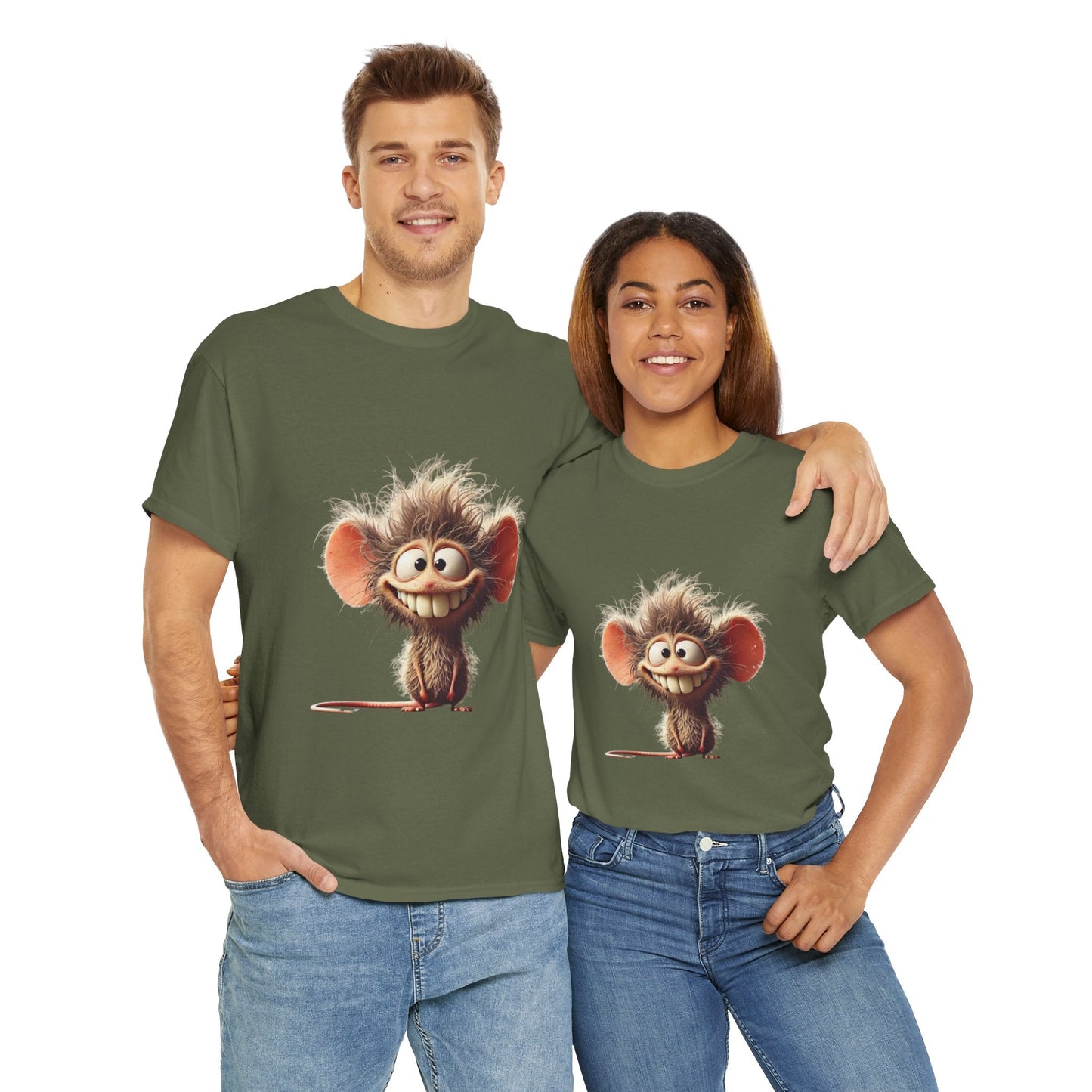 Funny Cartoon Mouse Unisex Heavy Cotton Tee - Perfect for Casual Wear and Gift Giving