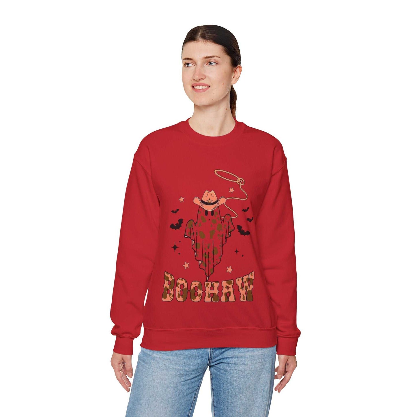 Boo Hoo Cowboy Halloween Sweatshirt, Funny Unisex Crewneck, Cozy Spooky Gift