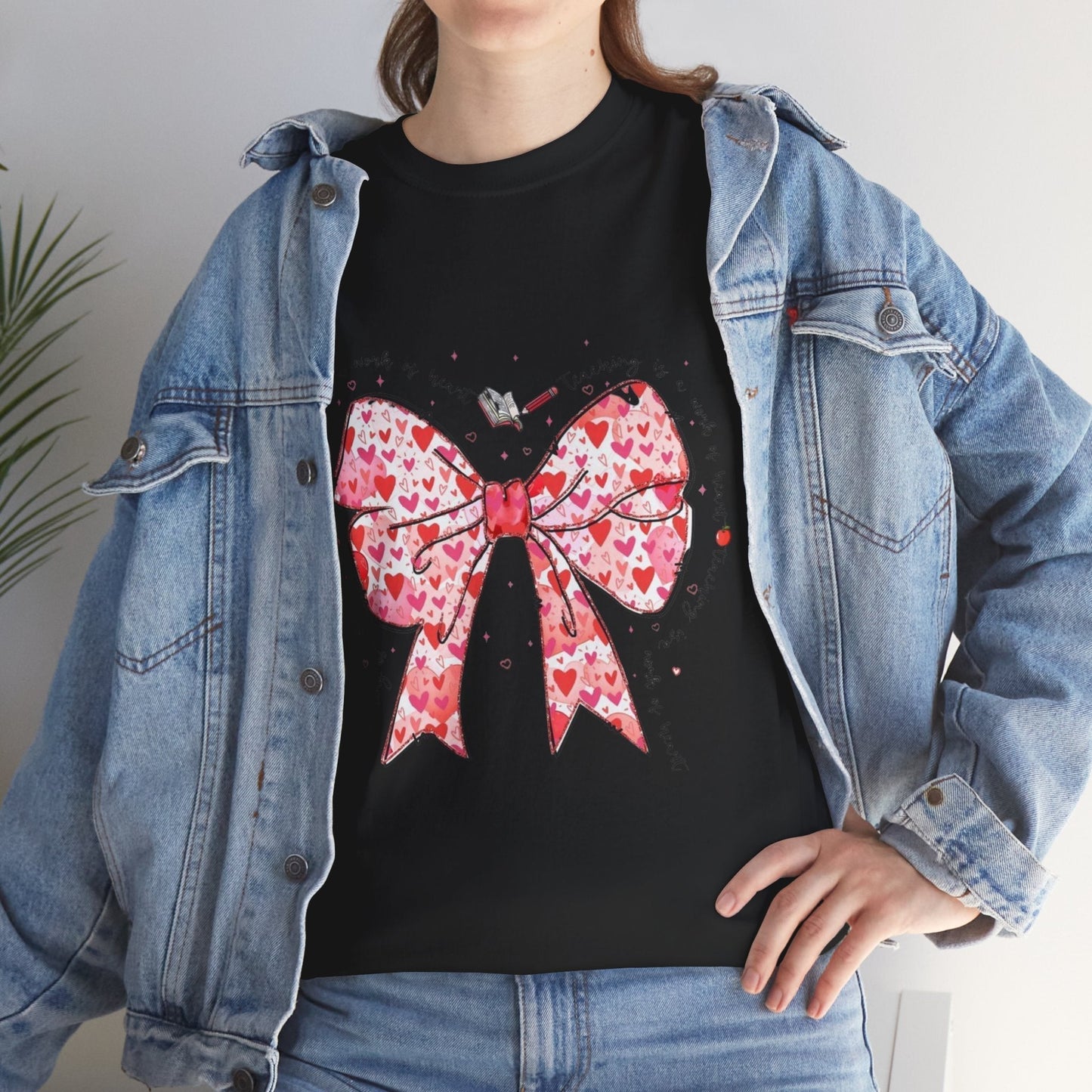 Teaching Is A Work Of Heart T-Shirt, Coquette Teacher Valentine Gift