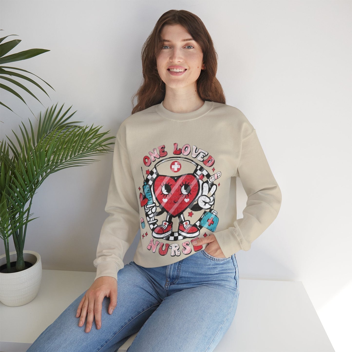 One Love Nurse Sweatshirt, Nurse Heart Loved Gift