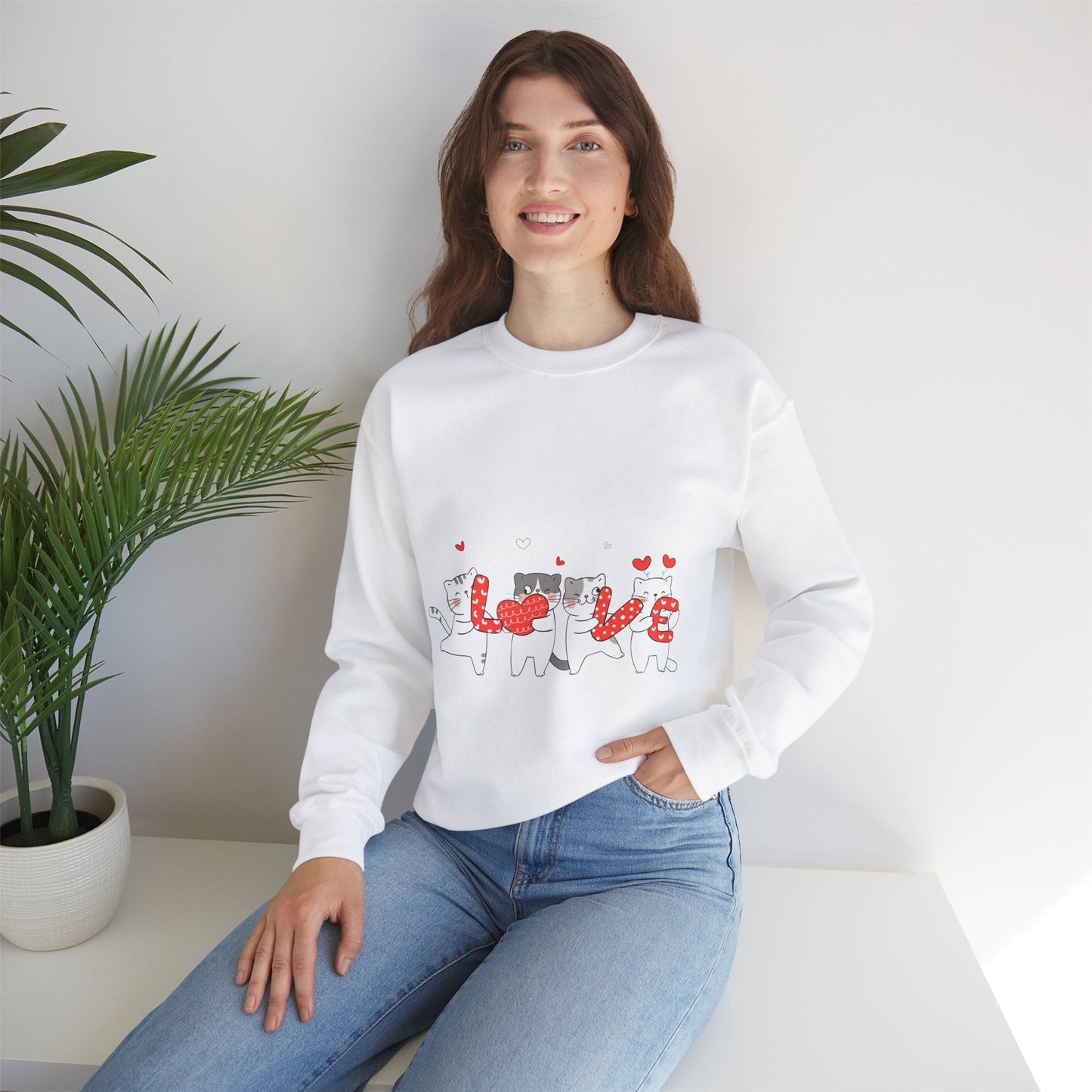 Cats Lover Valentine Sweatshirt, Valentine's Day Gift