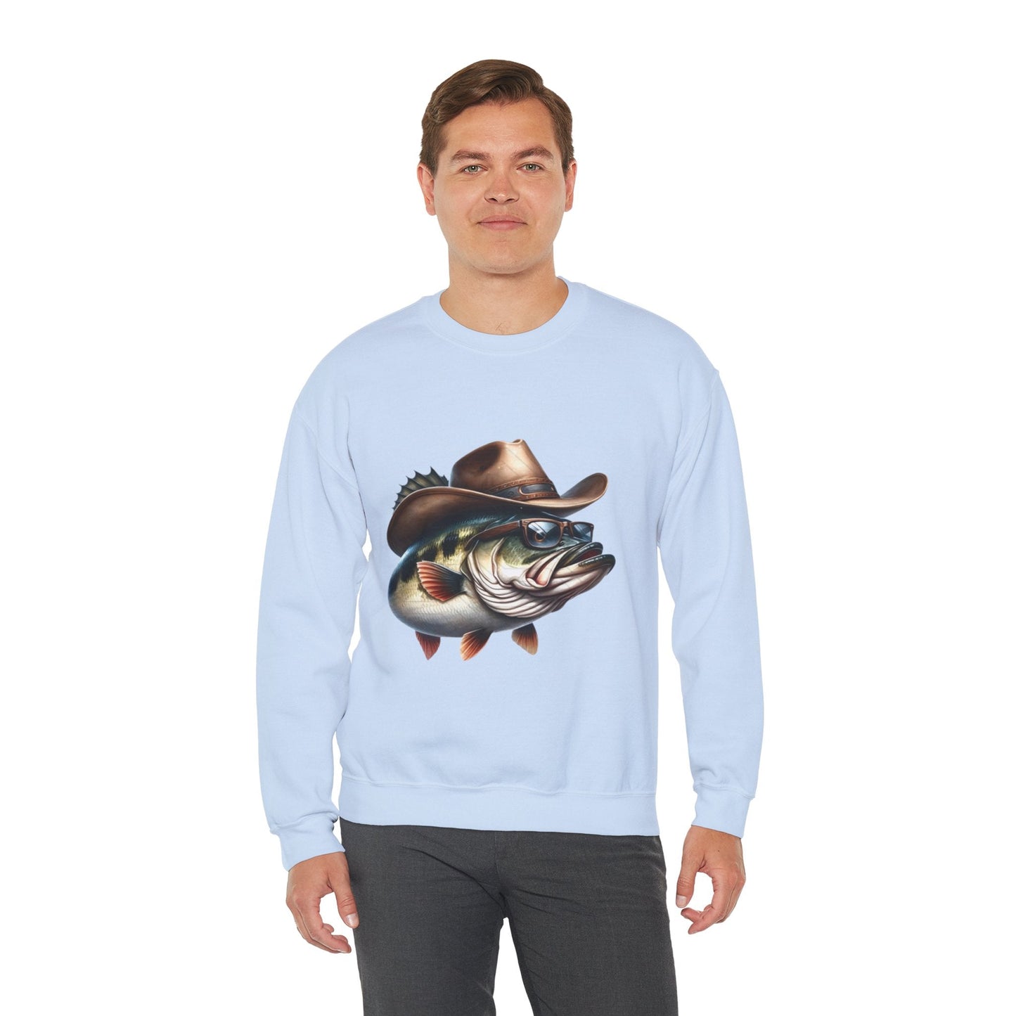 Funny Fishing Bass Cowboy Sweatshirt - Unisex Heavy Blend Crewneck
