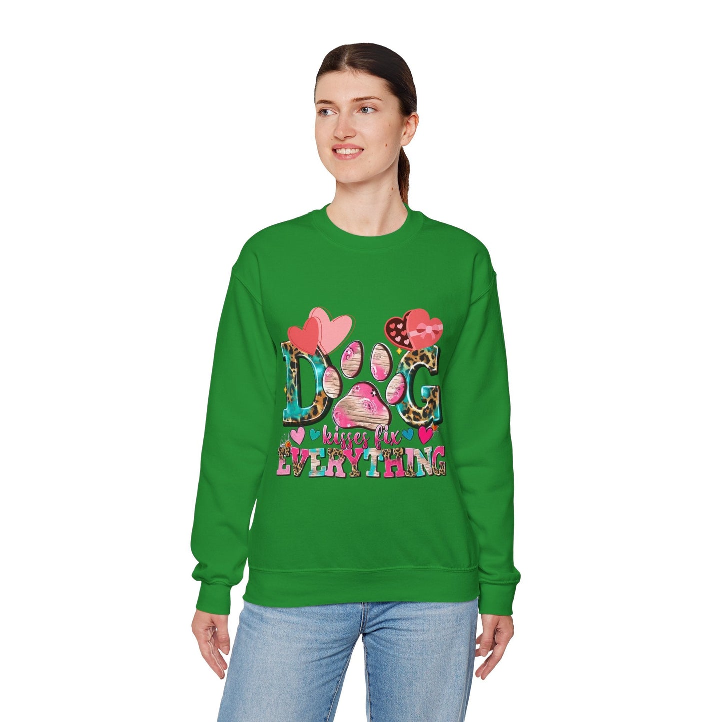 Dog Kisses Fix Everything Sweatshirt, Gift For Mom Dog Lovers