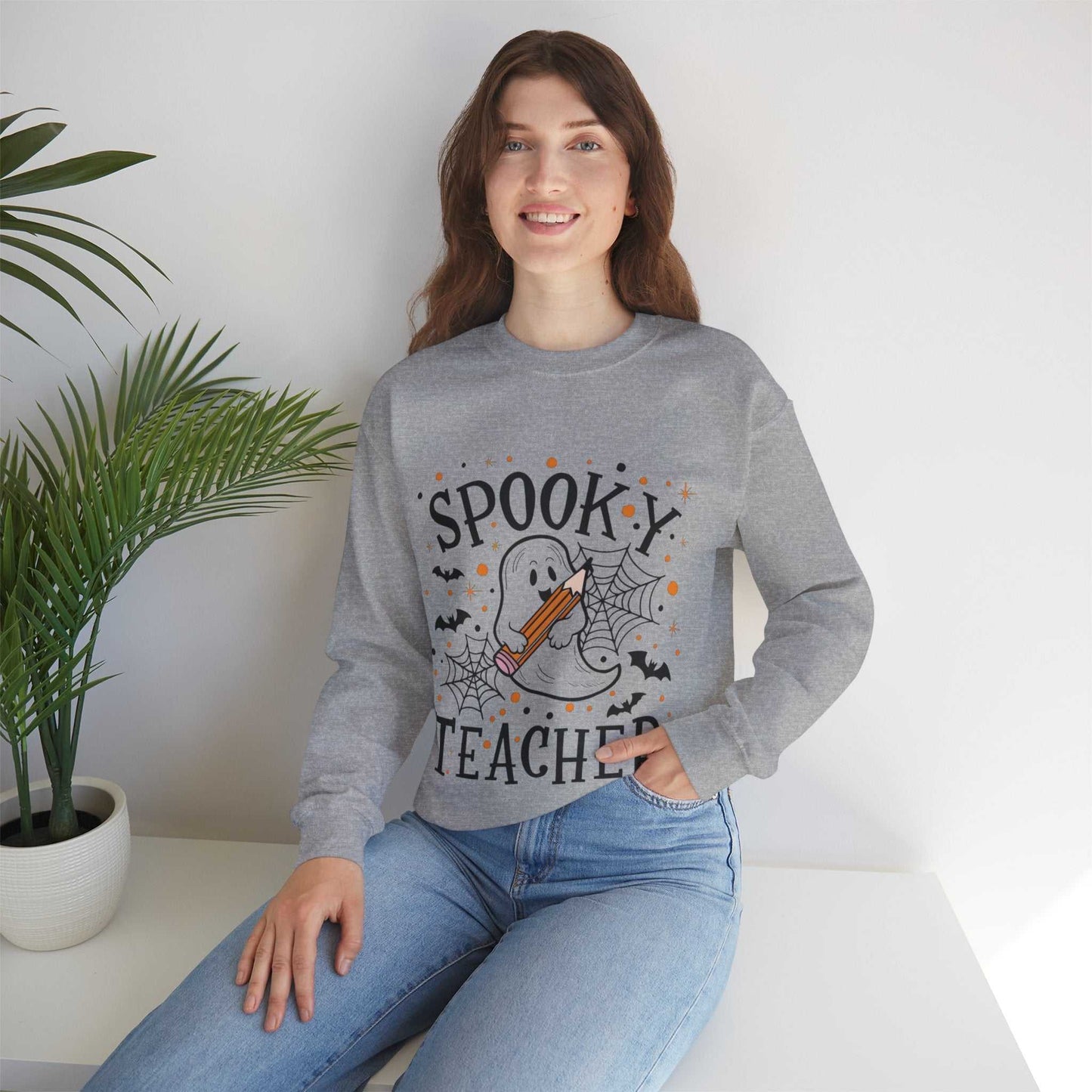 Spooky Teacher Crewneck Sweatshirt | Halloween Gift, Cozy Fall Apparel