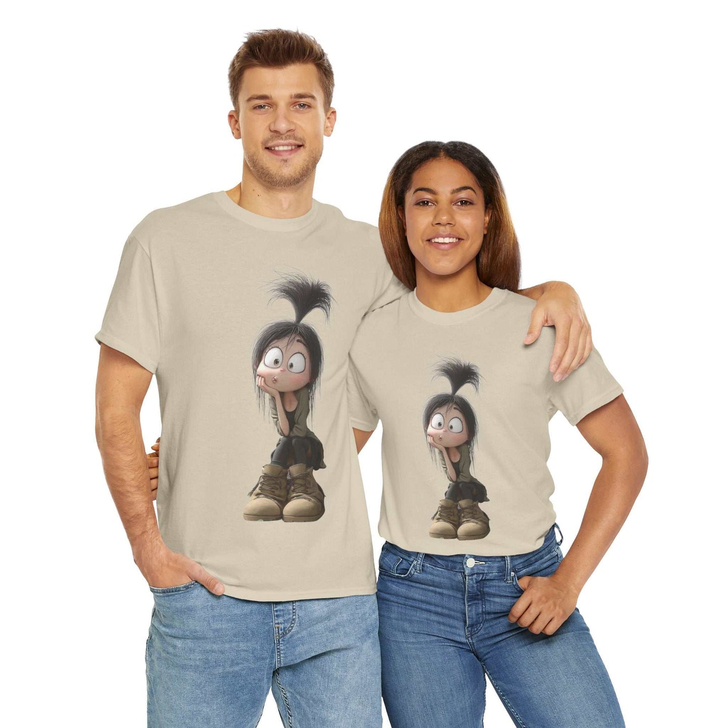 Whimsical Cartoon Character Tee, Fun Unisex Cotton Shirt Graphic Tee, Gift for Kids