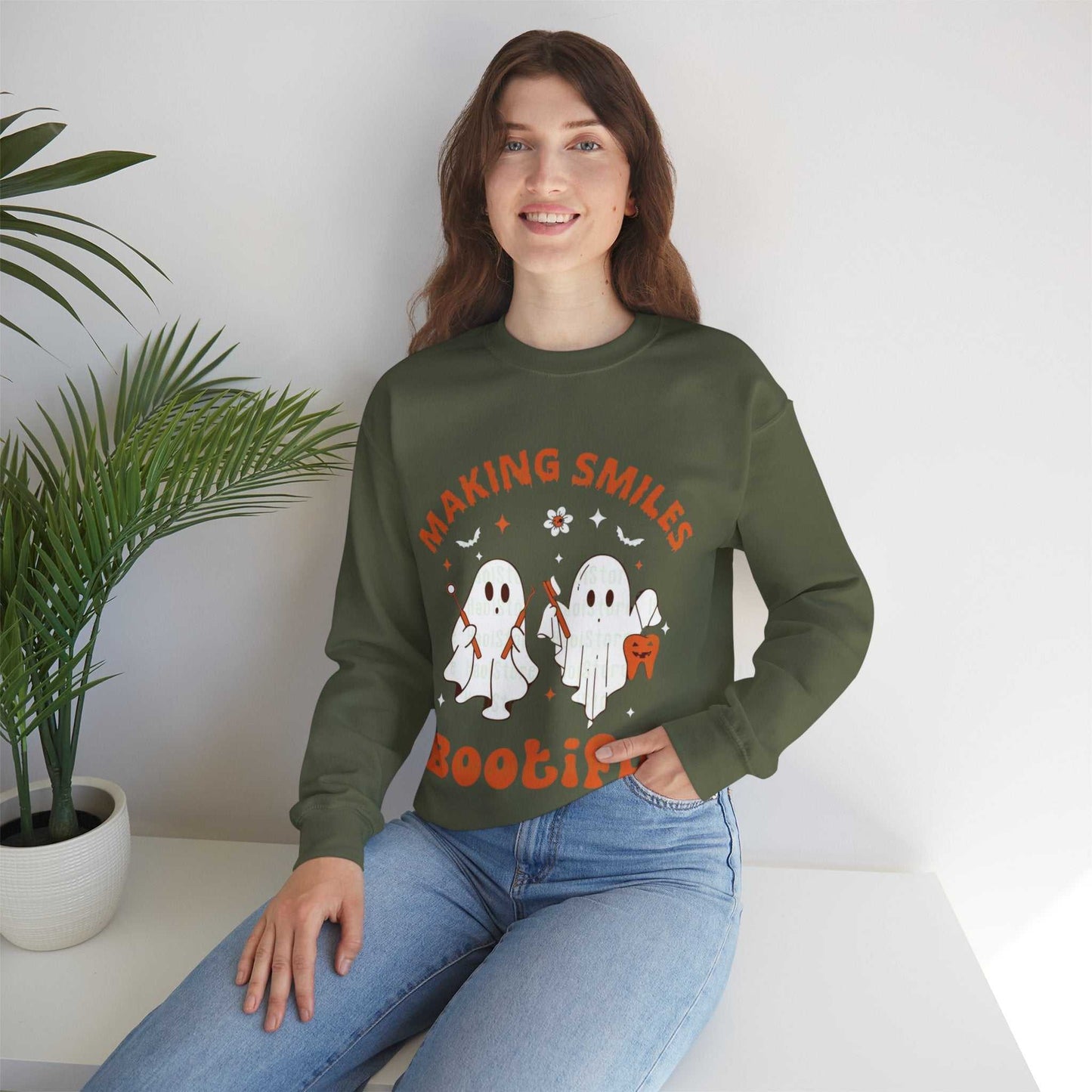 Ghostly Smiles Crewneck Sweatshirt, Cute Halloween Sweatshirt, Gift for Spooky Season