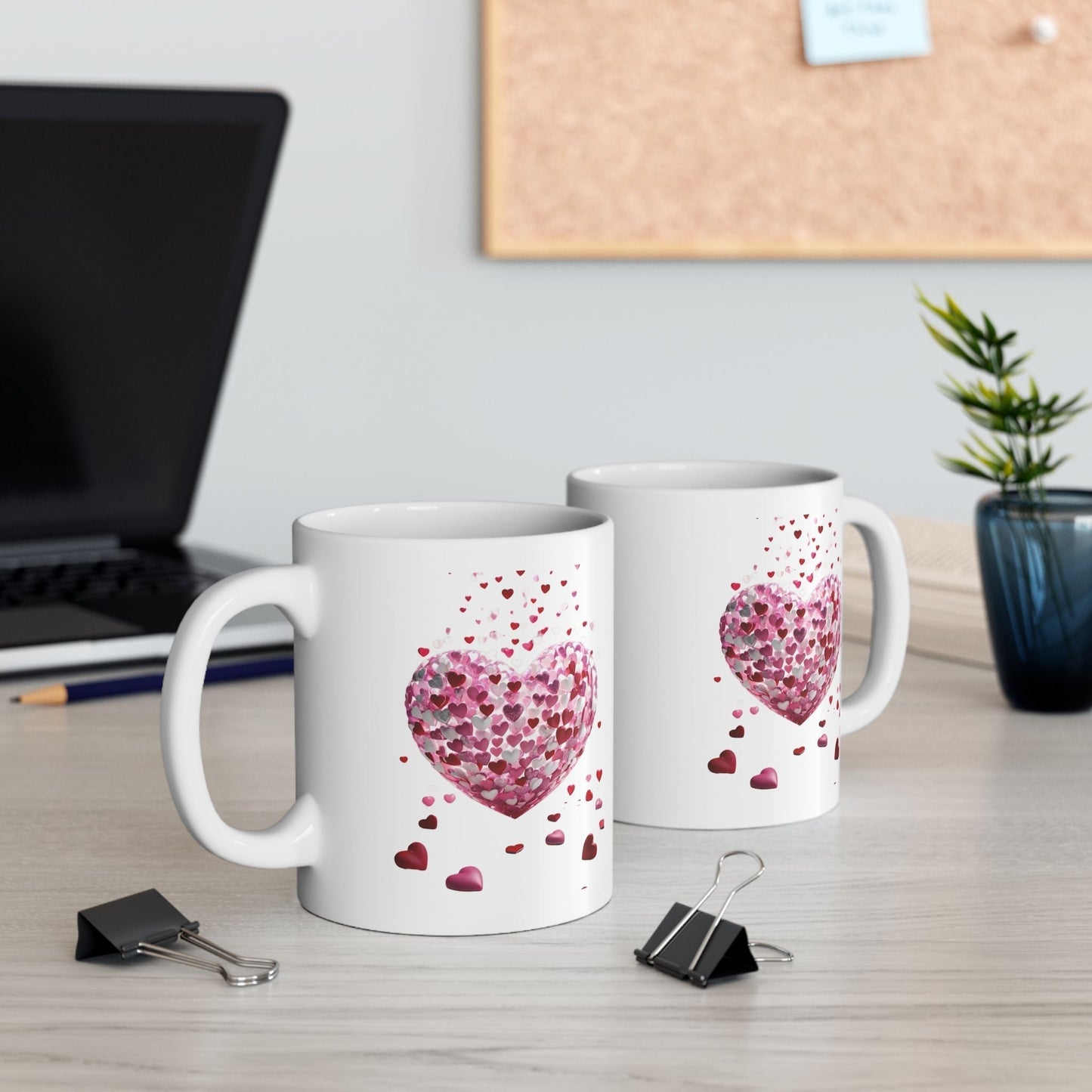 3D Hearts Valentines Day Mugs, Red Hearts Mugs Gift