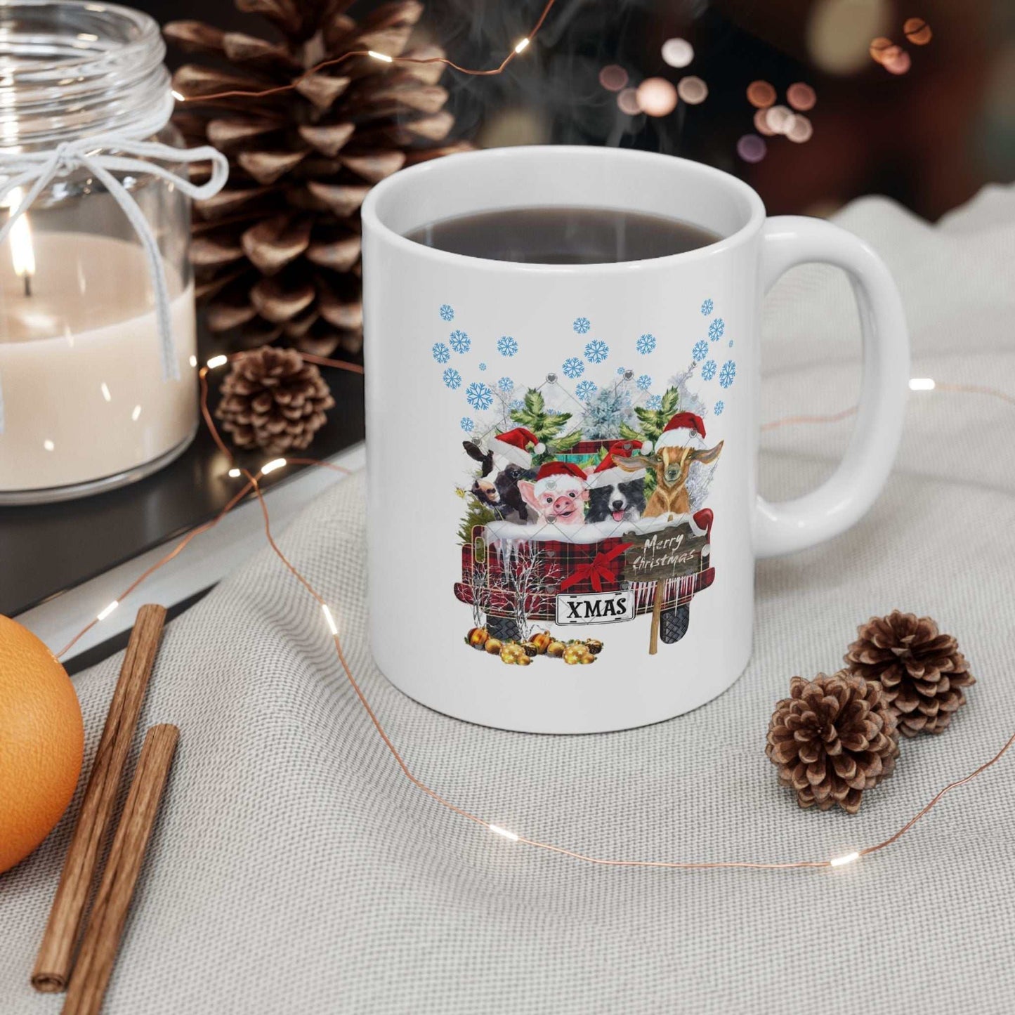 Funny Christmas Animals Mugs, Christmas Gift for Farmer