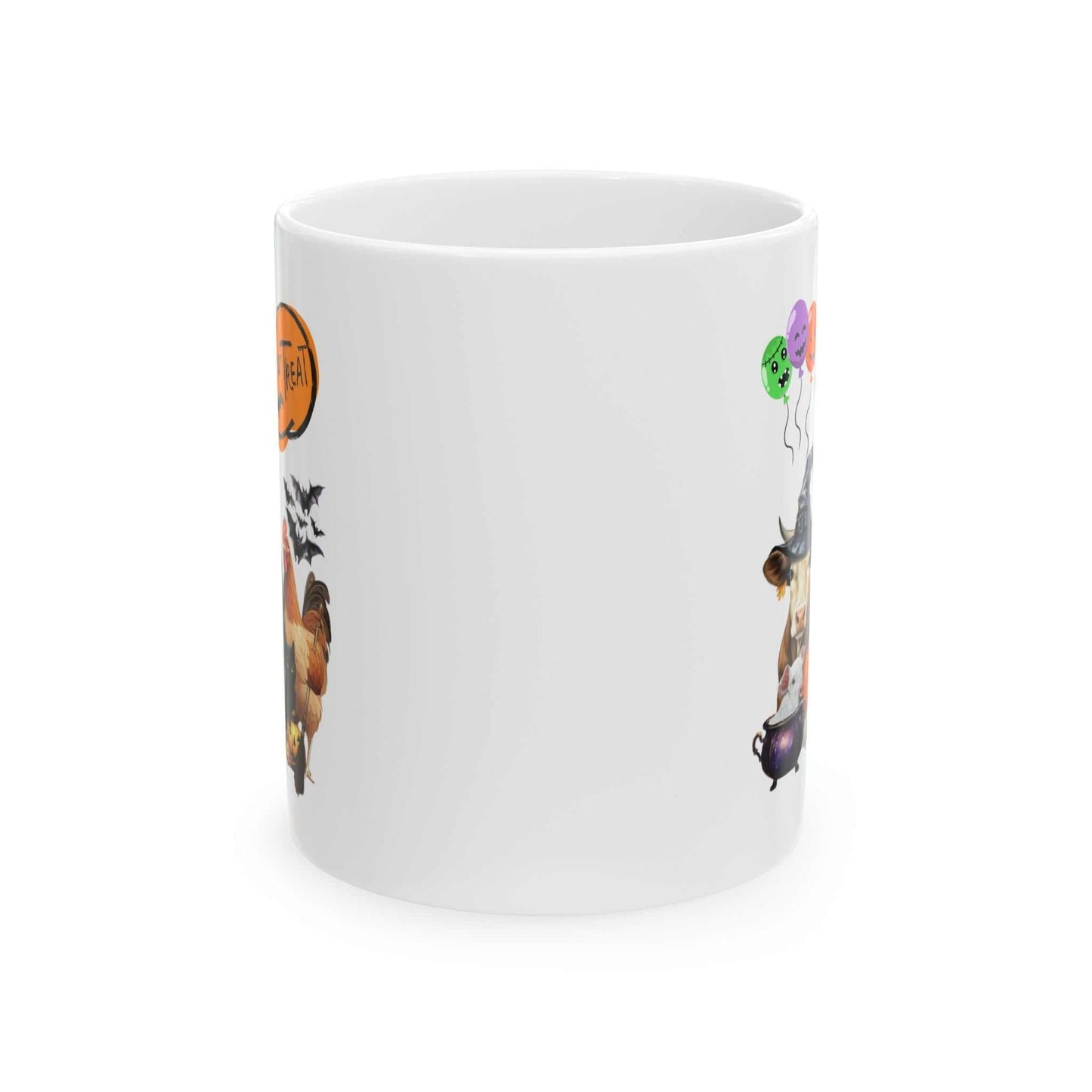 Festive Trick or Treat Halloween mug with spooky design, perfect for autumn drinks and gifts.