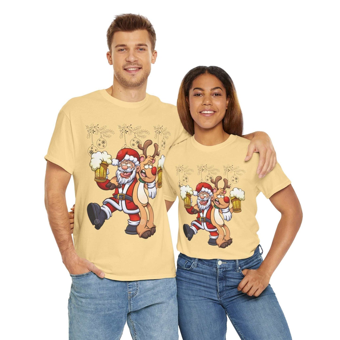 Funny Beer Santa Christmas Shirt featuring Rudolf, perfect holiday gift for beer lovers.
