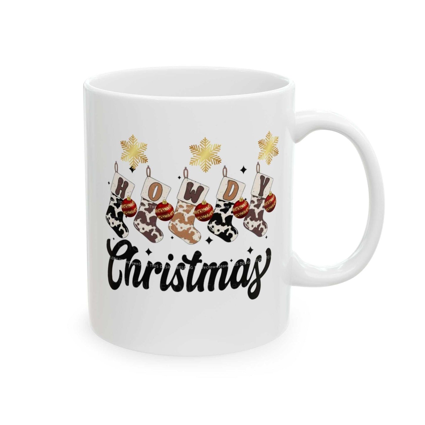 Howdy Christmas Mugs, Christmas Western Gift, Cowboy Disco Mug