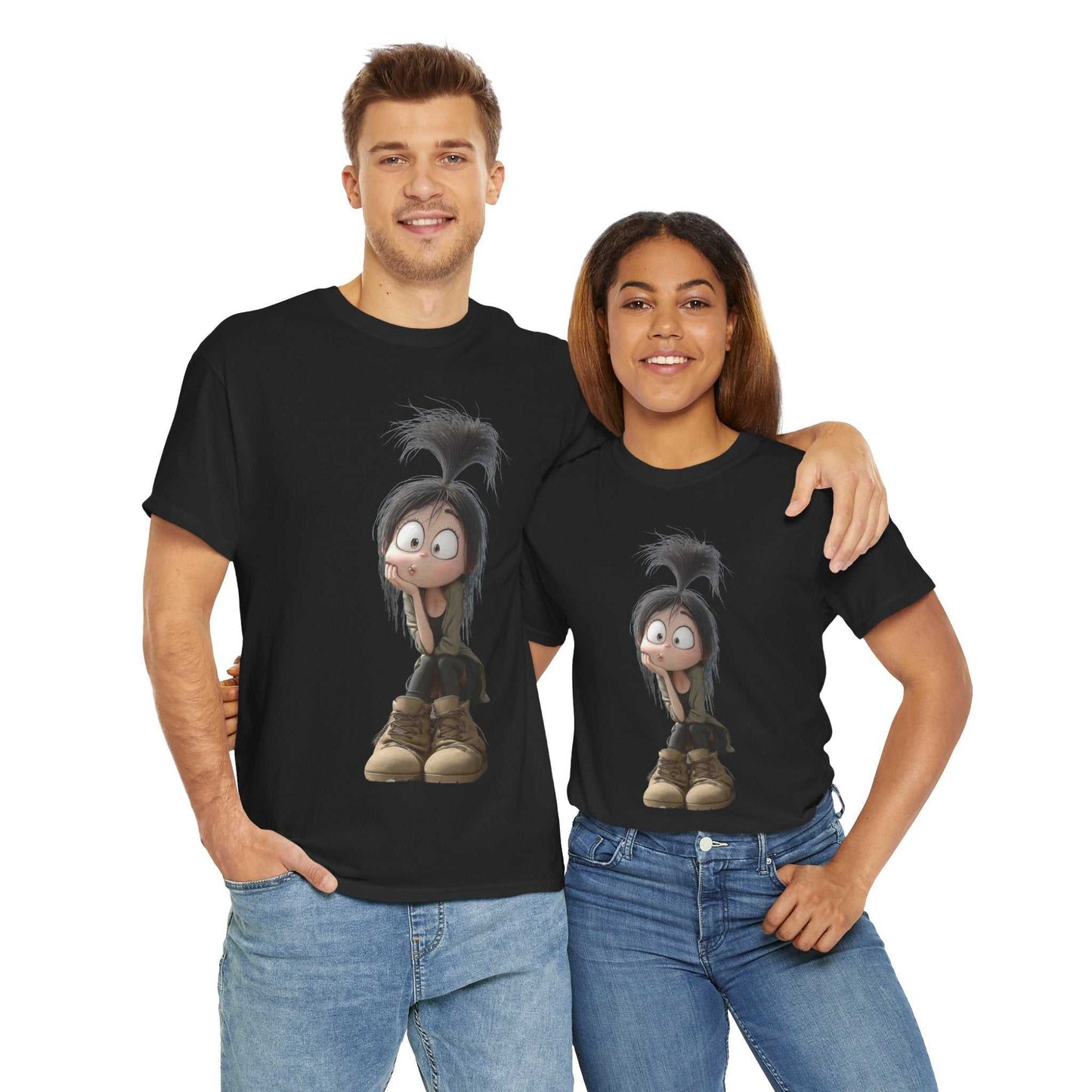 Whimsical Cartoon Character Tee, Fun Unisex Cotton Shirt Graphic Tee, Gift for Kids