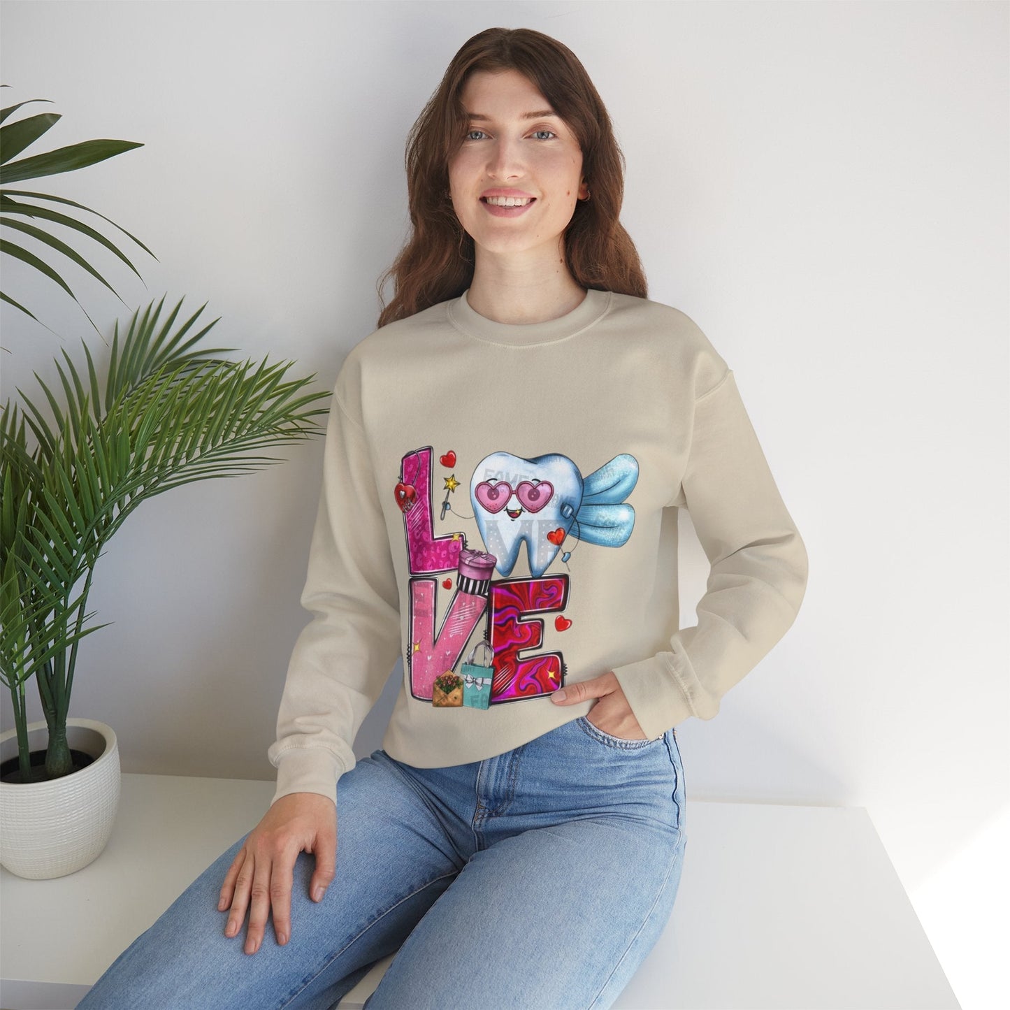 Love Dental Valentine Sweatshirt, Dental Hygienist Gift