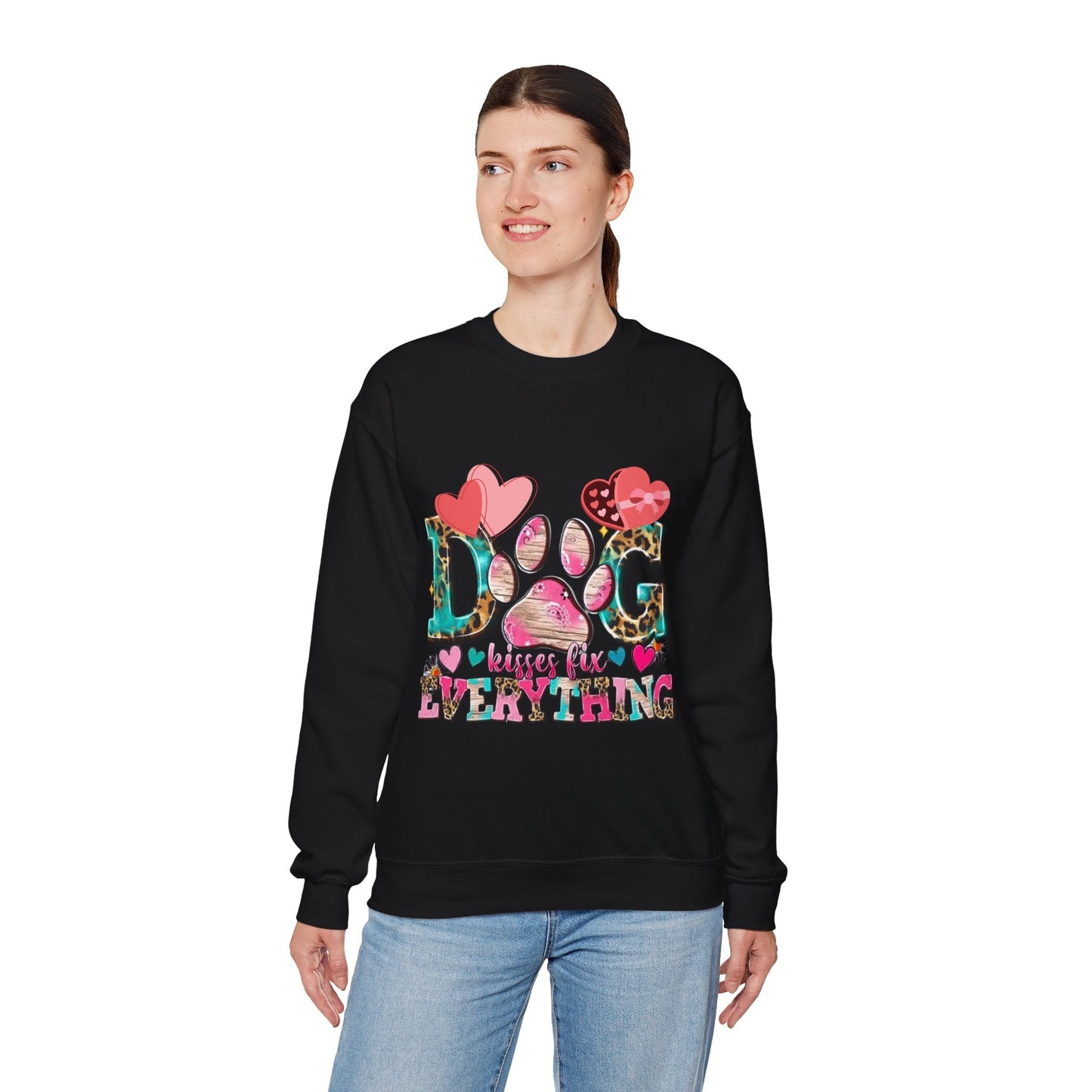 Dog Kisses Fix Everything Sweatshirt, Gift For Mom Dog Lovers