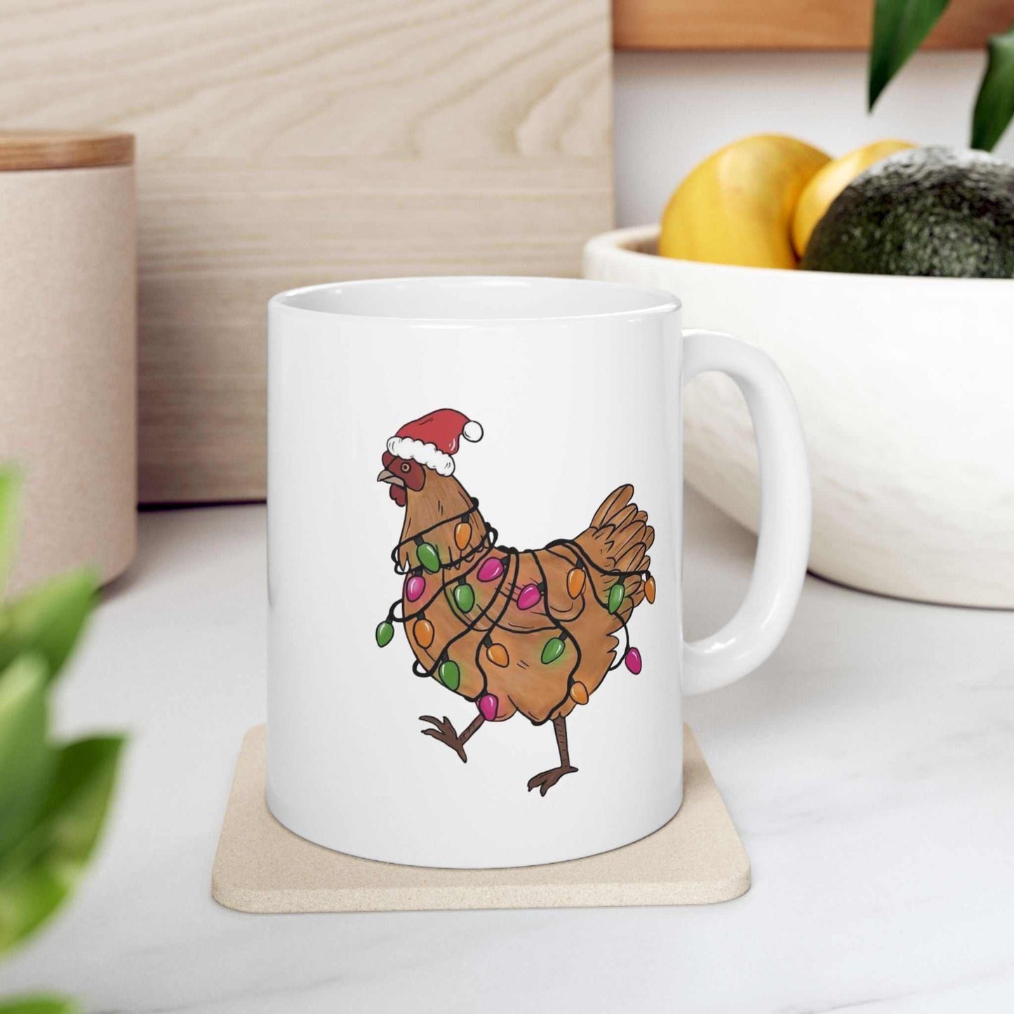 Funny Christmas Chicken Mugs, Christmas Gift for Farmer