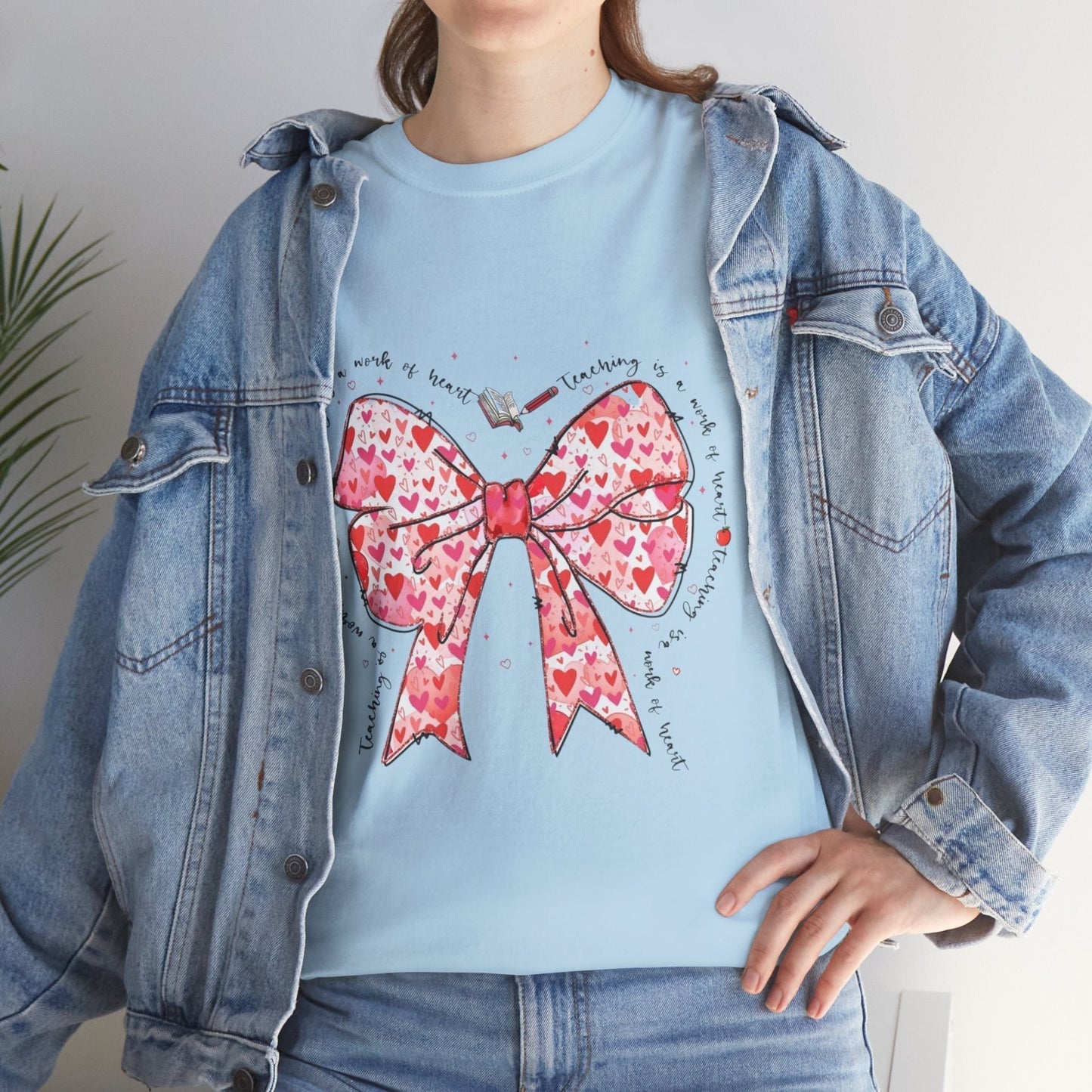 Teaching Is A Work Of Heart T-Shirt, Coquette Teacher Valentine Gift