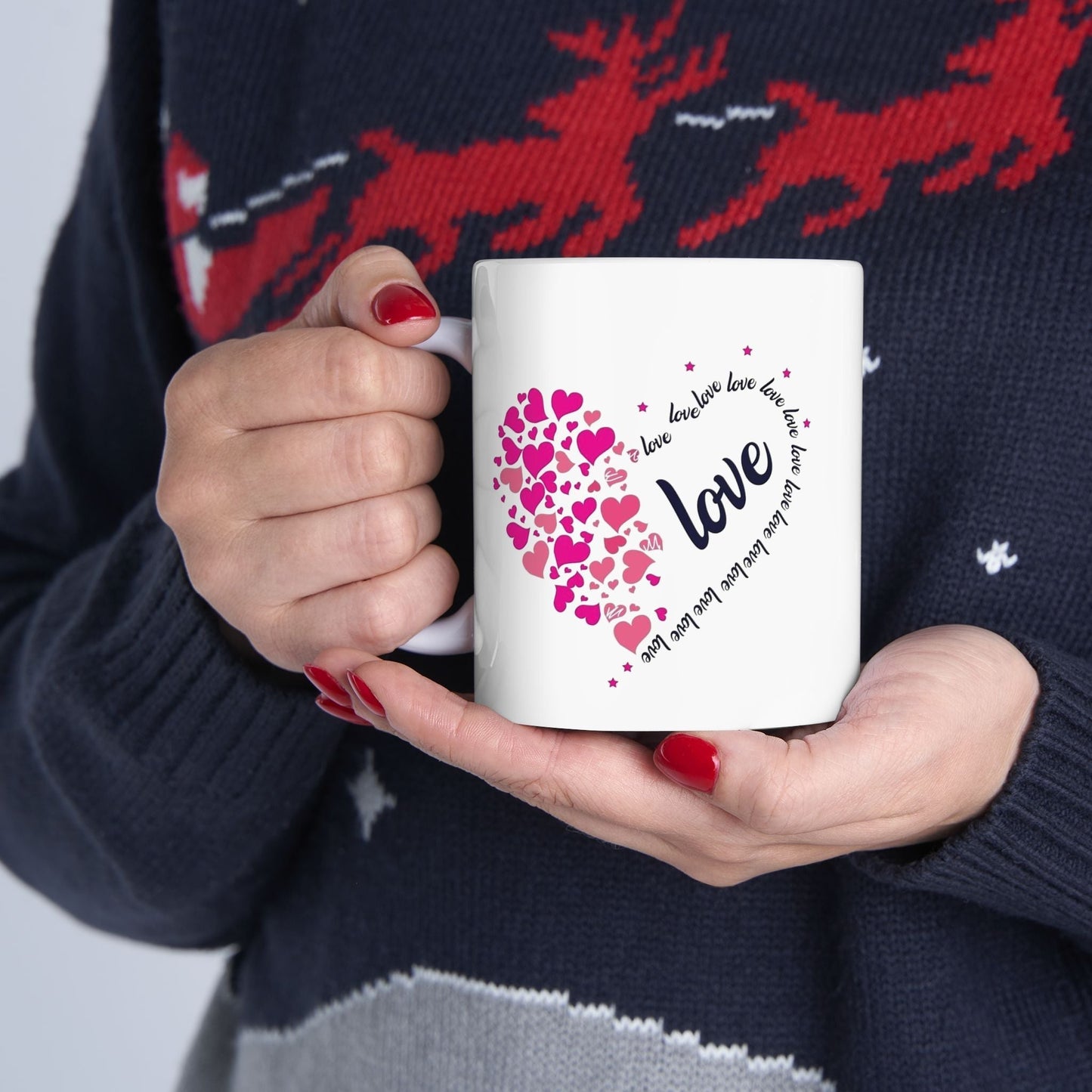 Valentines Day Hearts Love Mugs, Red Heart Love Gift