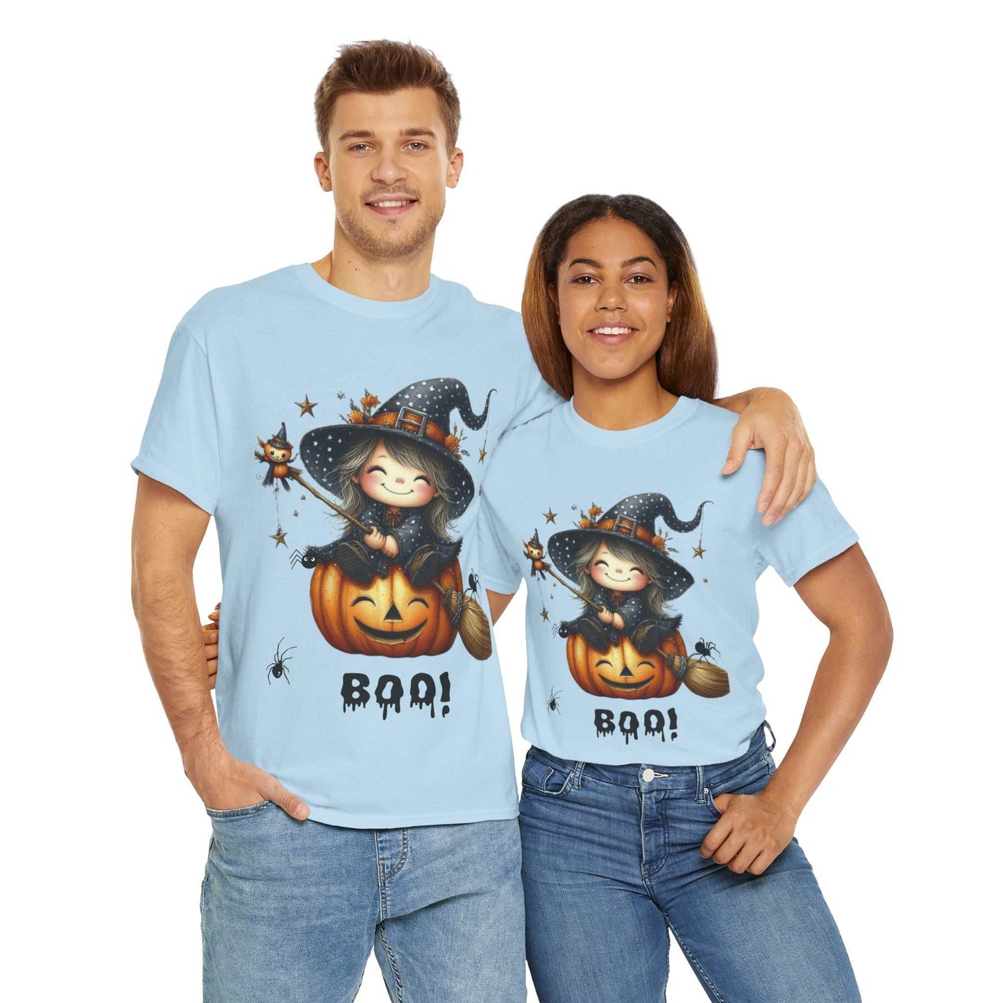 Halloween girl ghost shirt featuring a cute ghost design on a unisex cotton tee.