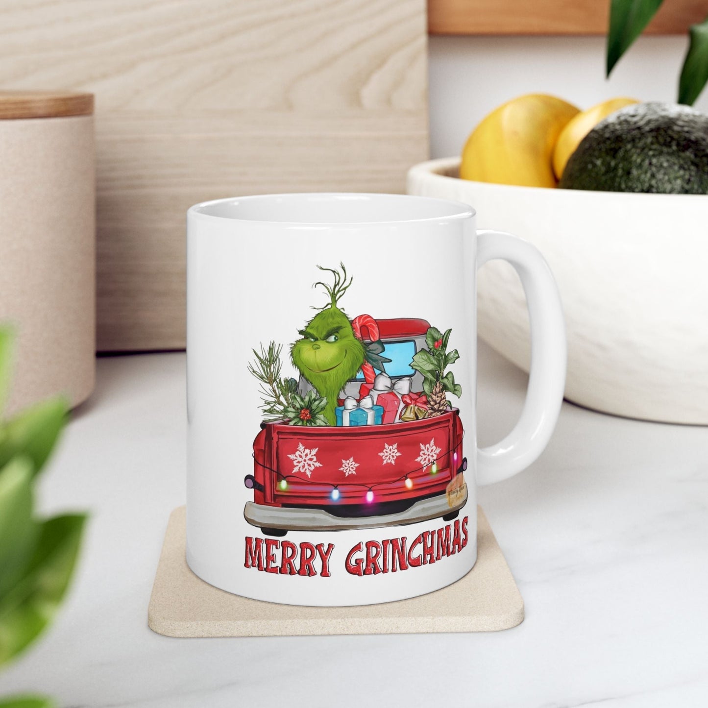 Merry Grinchmas Mugs, Festive Retro Mugs