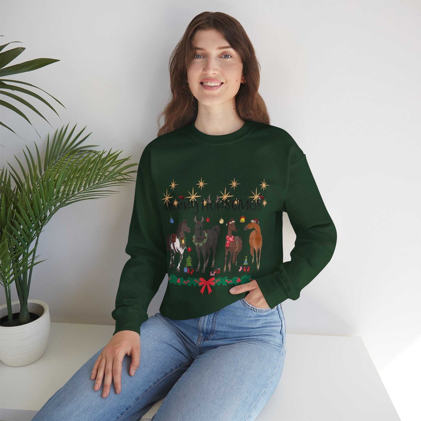 Christmas Horse Sweatshirt, Merry Horsemas Gift
