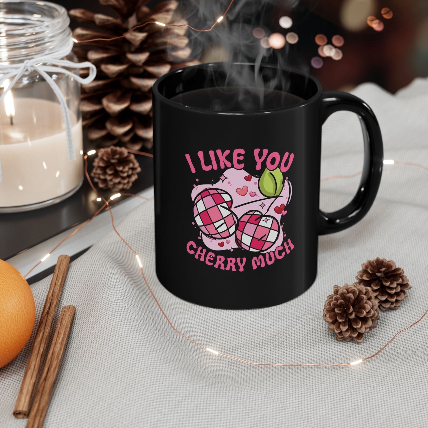 I Like You Cherry Much Mug - Cute Cherry Valentine’s Gift Coffee Cup