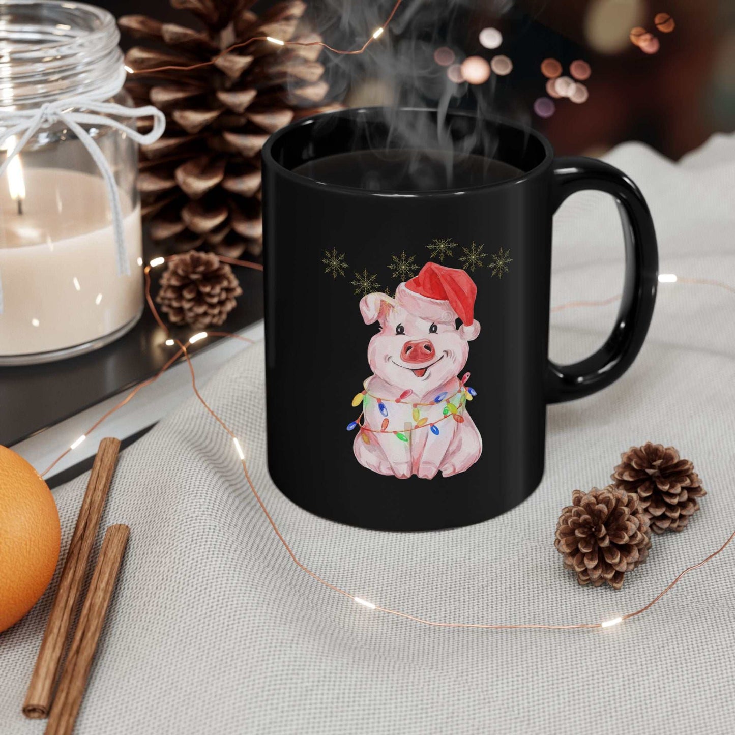 Funny Christmas Pig mug with festive design, perfect gift for the holiday season.