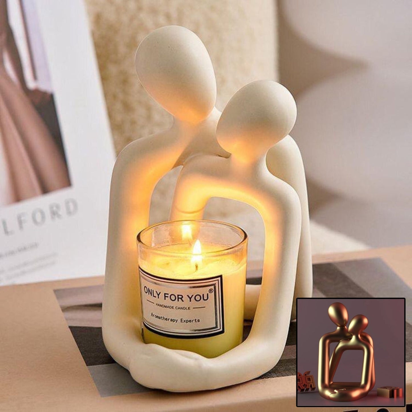 Heartwarming Loving Couple Resin Statue - Modern home decor accent, ideal for bookshelves and nightstands, romantic Valentine's gift.
