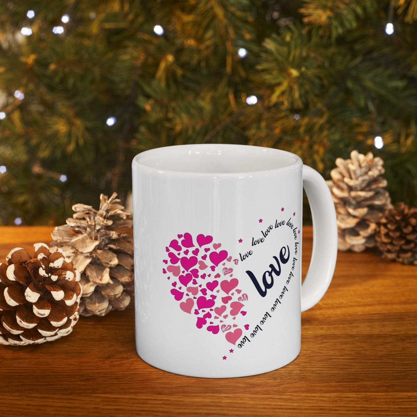 Valentines Day Hearts Love Mugs, Red Heart Love Gift