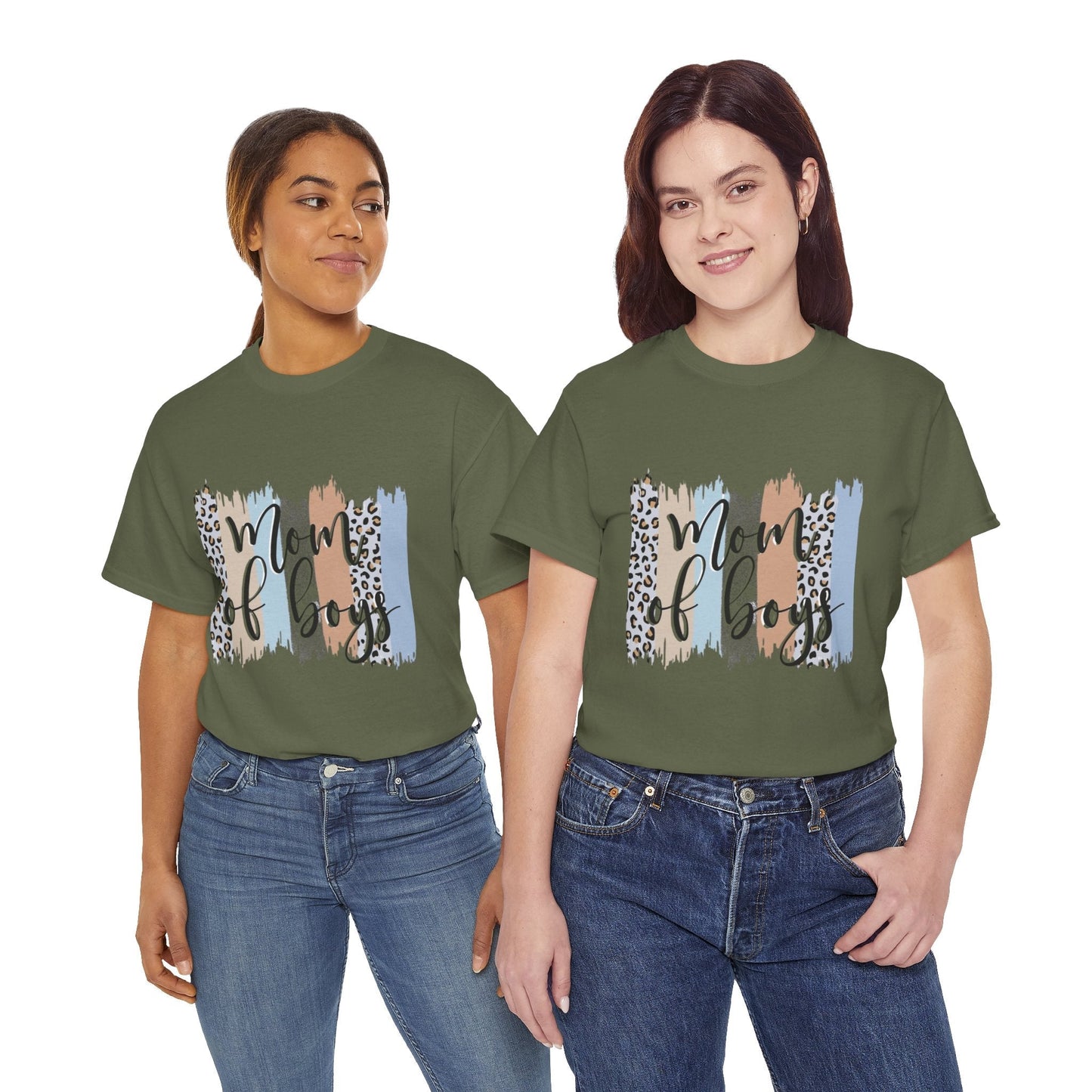 Mom of Boys T-Shirt Heavy Cotton Tee - Cute Women's Tee for Mothers