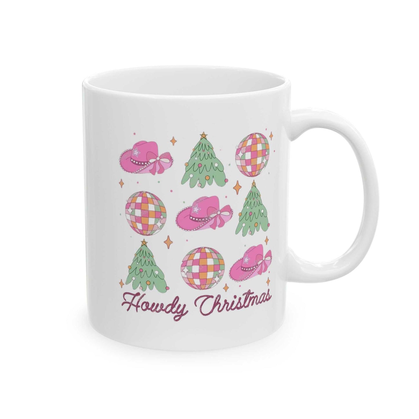 Howdy Christmas Mugs, Christmas Western Gift, Cowboy Disco Mug