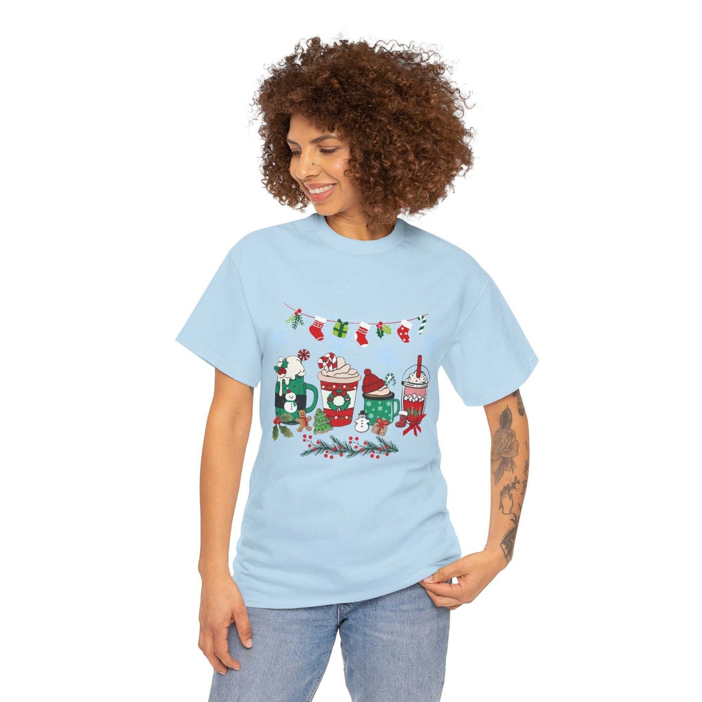 Cozy Christmas coffee shirt for women, festive holiday gift.