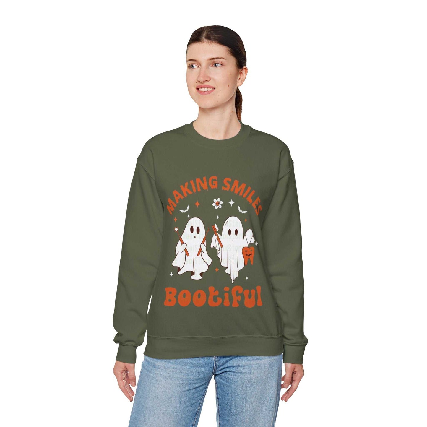 Ghostly Smiles Crewneck Sweatshirt, Cute Halloween Sweatshirt, Gift for Spooky Season