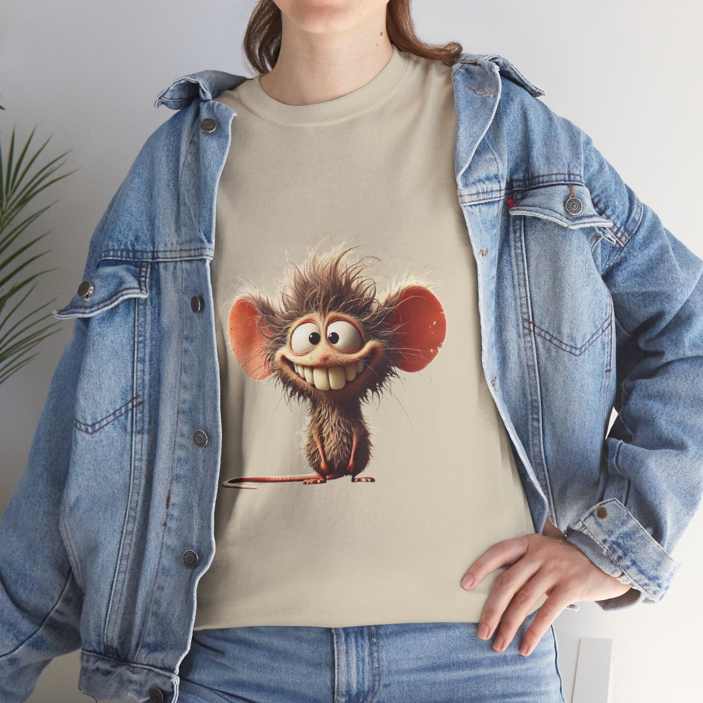 Funny Cartoon Mouse Unisex Heavy Cotton Tee - Perfect for Casual Wear and Gift Giving