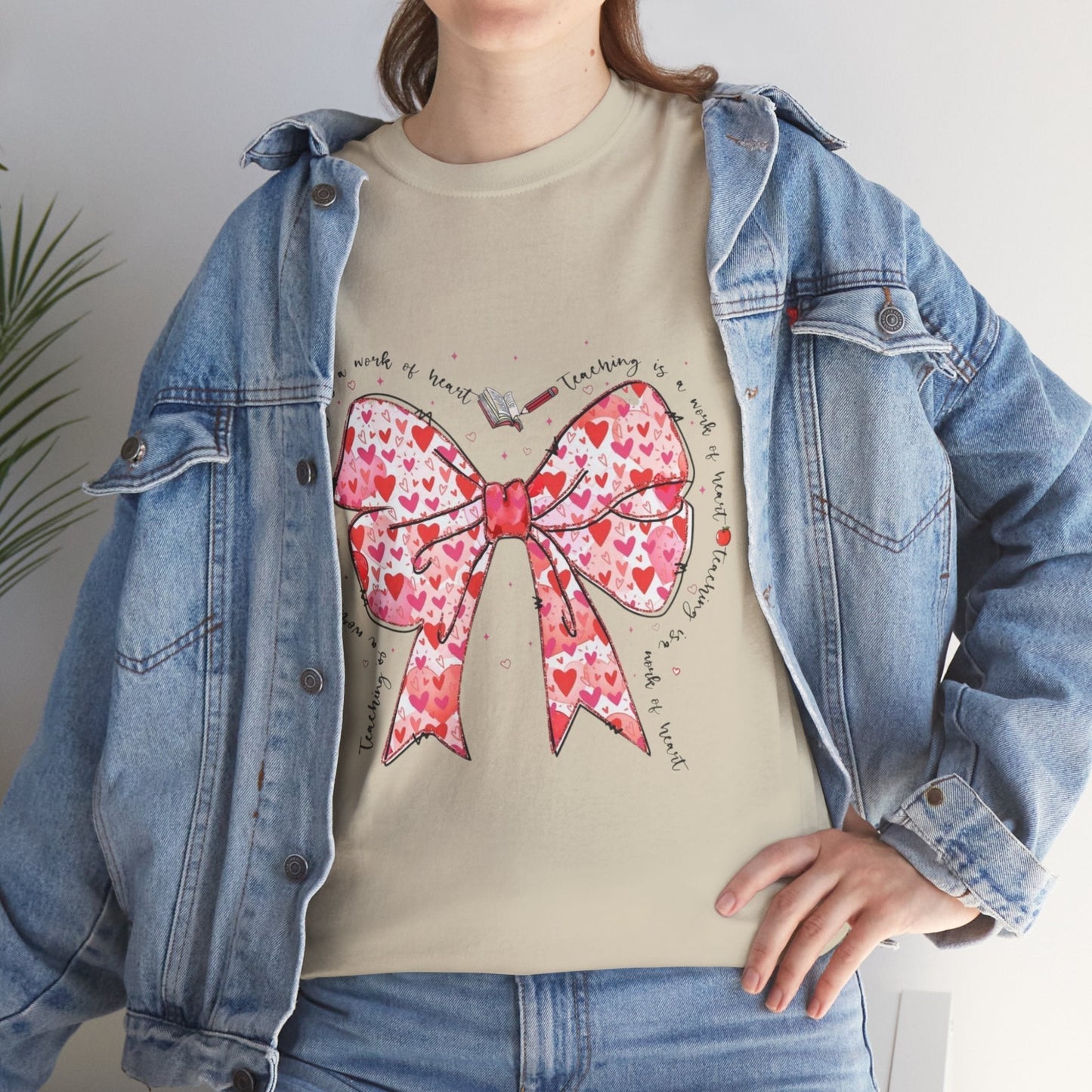 Teaching Is A Work Of Heart T-Shirt, Coquette Teacher Valentine Gift