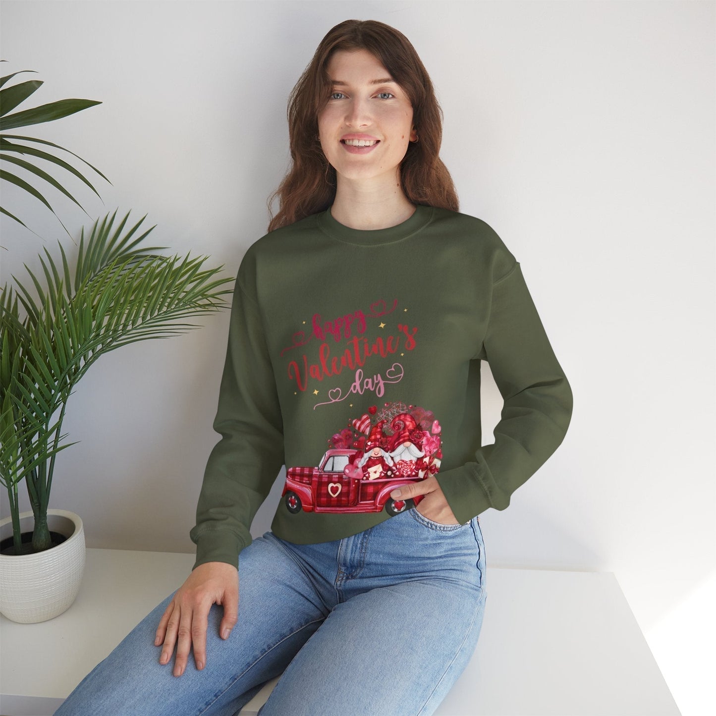 Valentines Day Truck Hearts Sweatshirt -Cute Love Gift for Valentines