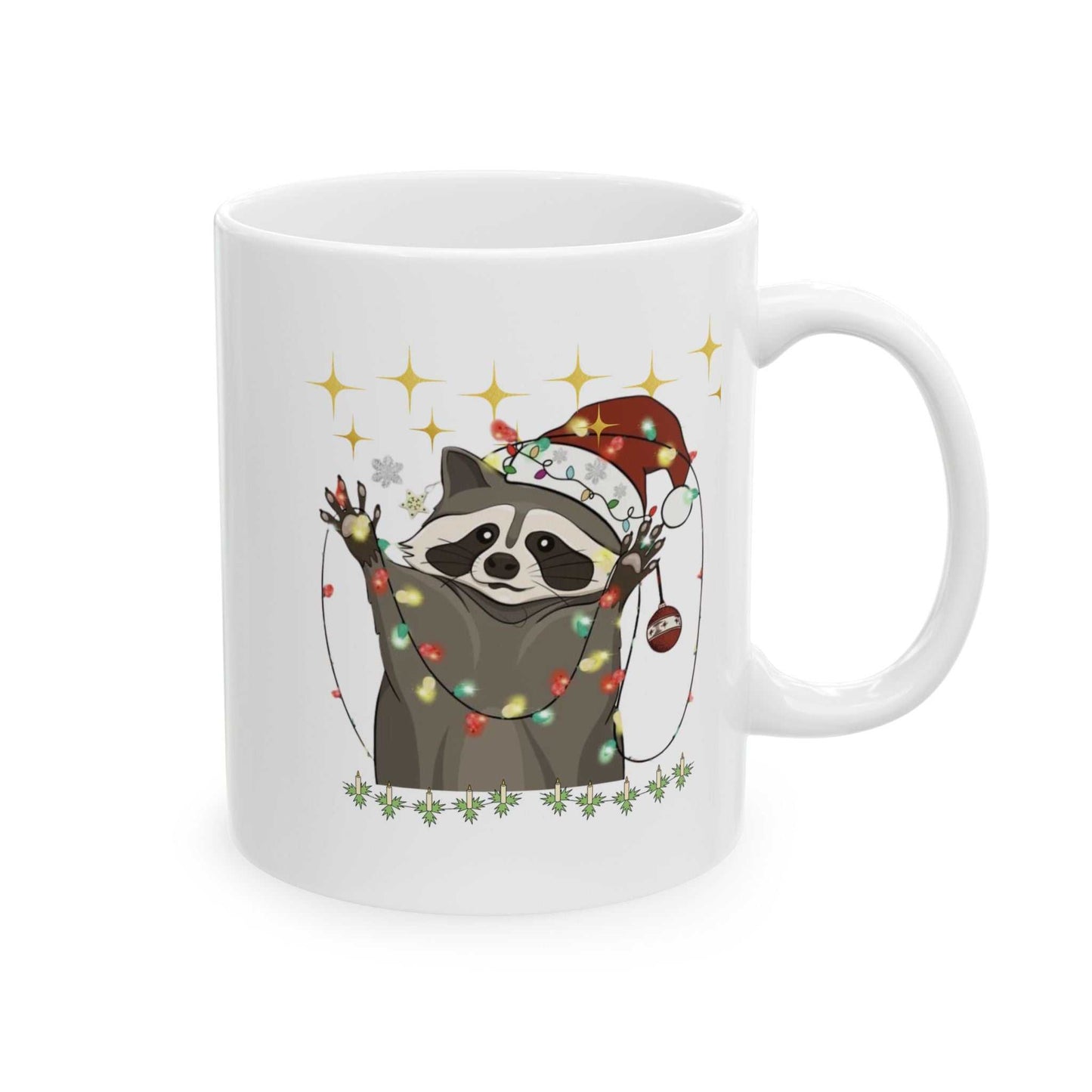 Christmas Raccoon Mugs, Funny Animal Tee Gift, Holiday Christmas Mug