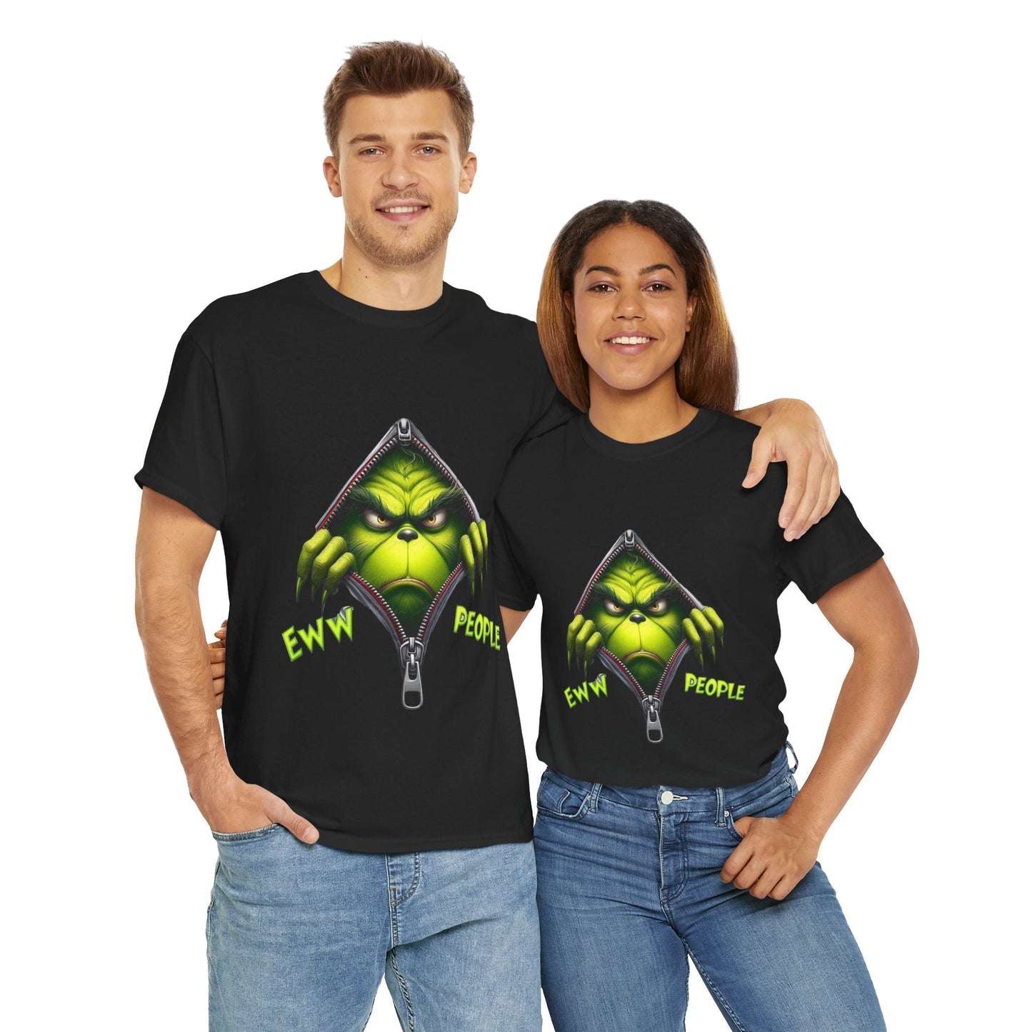 Grinch Ew People Shirt featuring funny Christmas design with Grinch face, unisex cotton tee.
