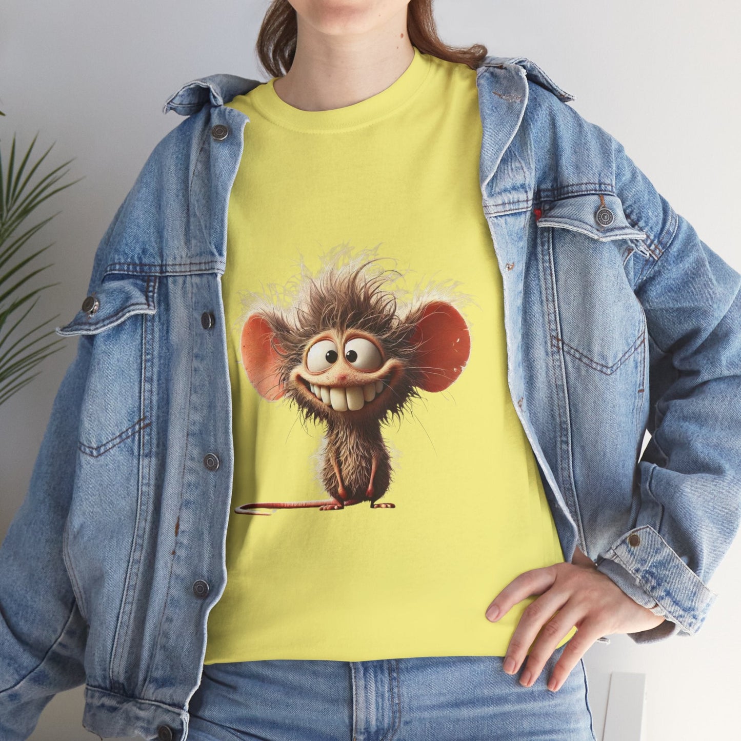 Funny Cartoon Mouse Unisex Heavy Cotton Tee - Perfect for Casual Wear and Gift Giving