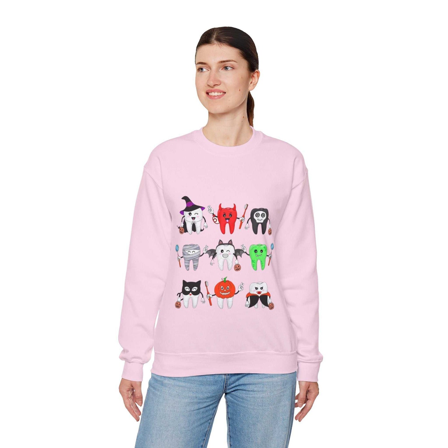 Cute Halloween Crewneck Sweatshirt, Spooky Season Clothing, Dental Trick or Treat Gift