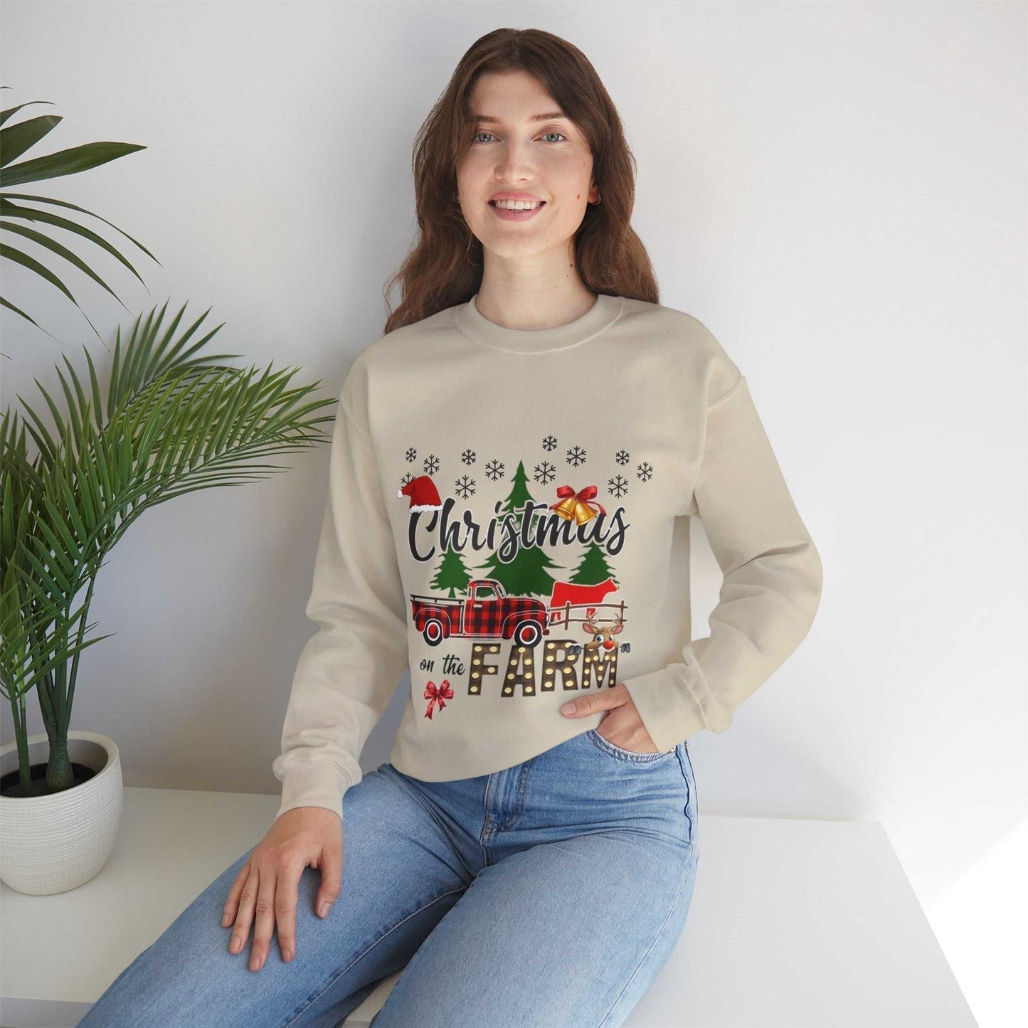 Christmas on the Farm Sweatshirt, Christmas Tree Gift