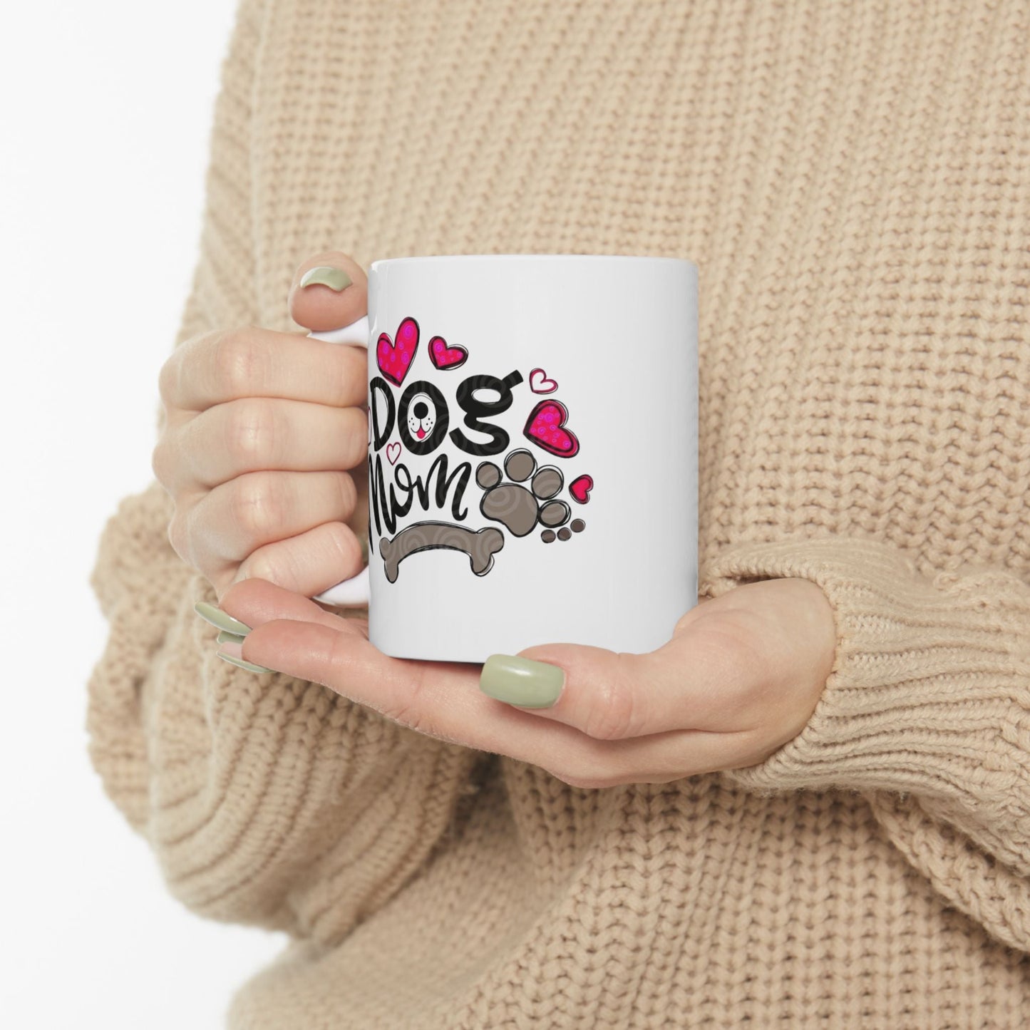 Cute Pet Lover Ceramic Mug - 'Dog Mom' Design, Perfect Gift for Animal Lovers