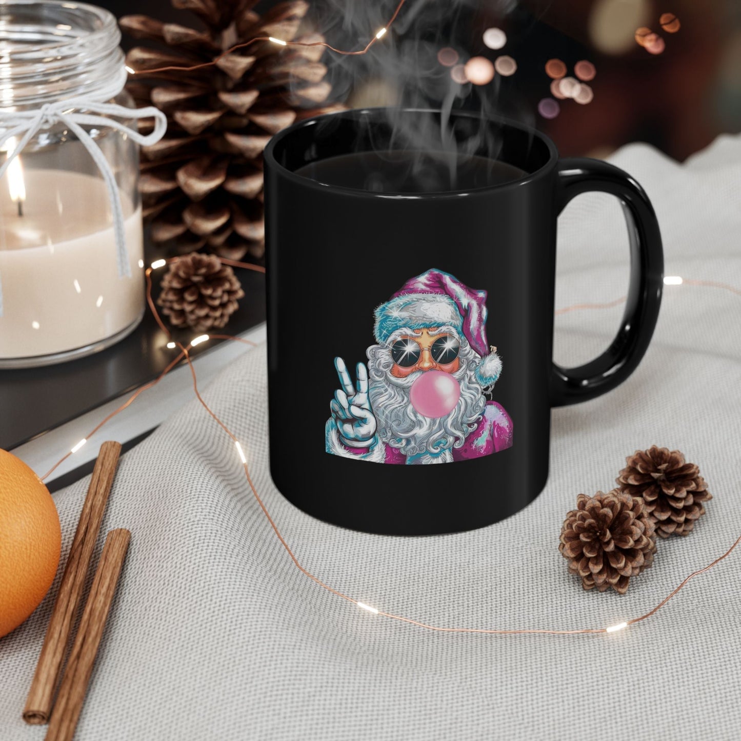Santa Bubble Gum Christmas Mugs, Funny Santa Gift