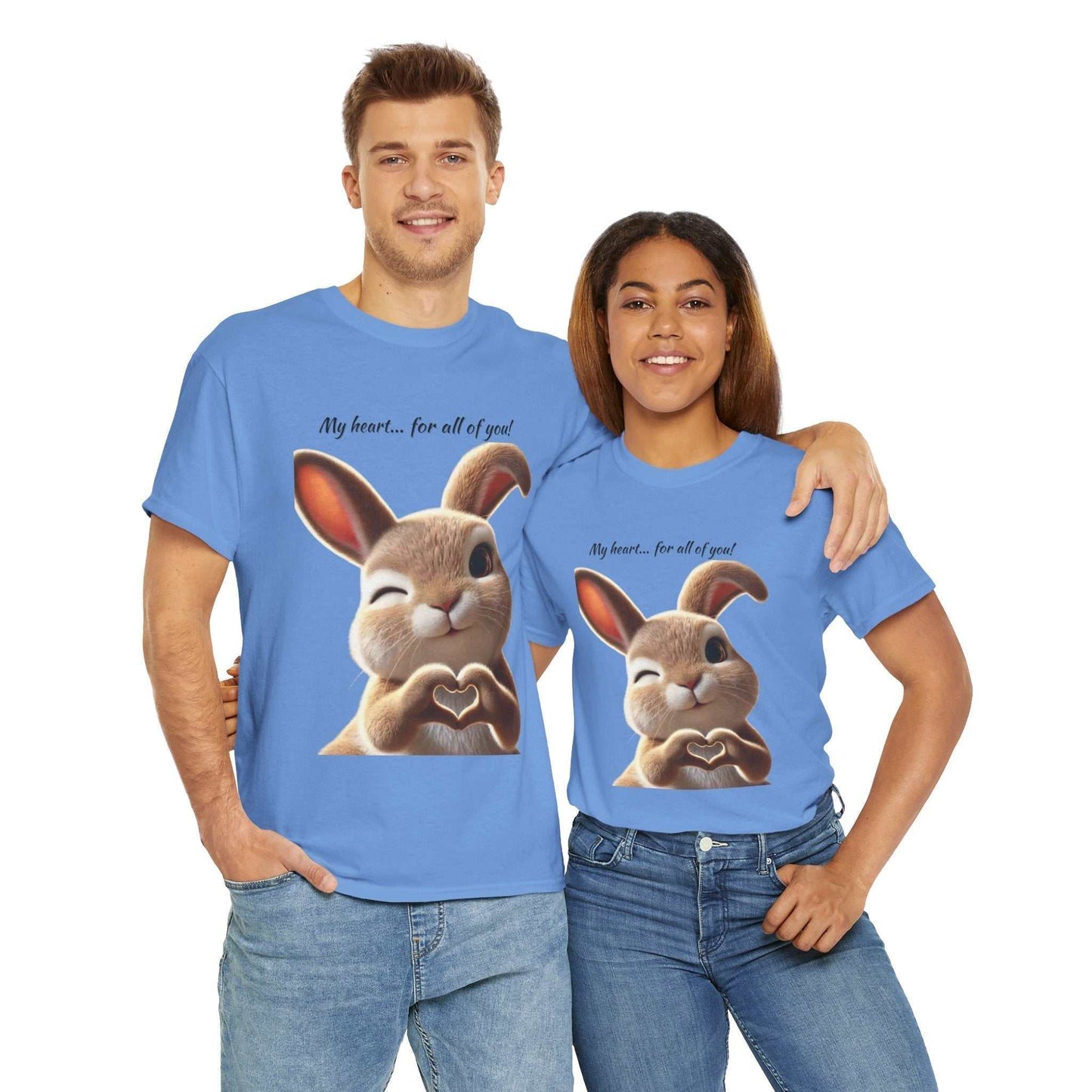My Heart Bunny Unisex Heavy Cotton Tee, Cute Animal Shirt, Gift for Animal Lovers