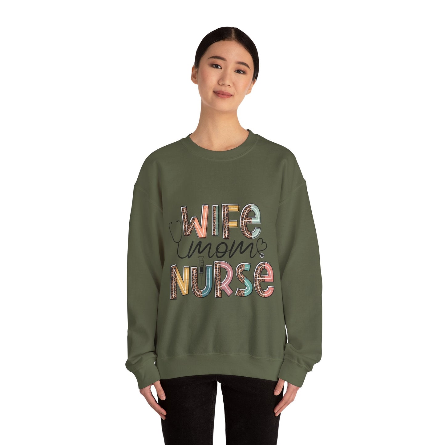 Wife Mom Nurse Sweatshirt - Cozy Unisex Crewneck for Healthcare Heroes