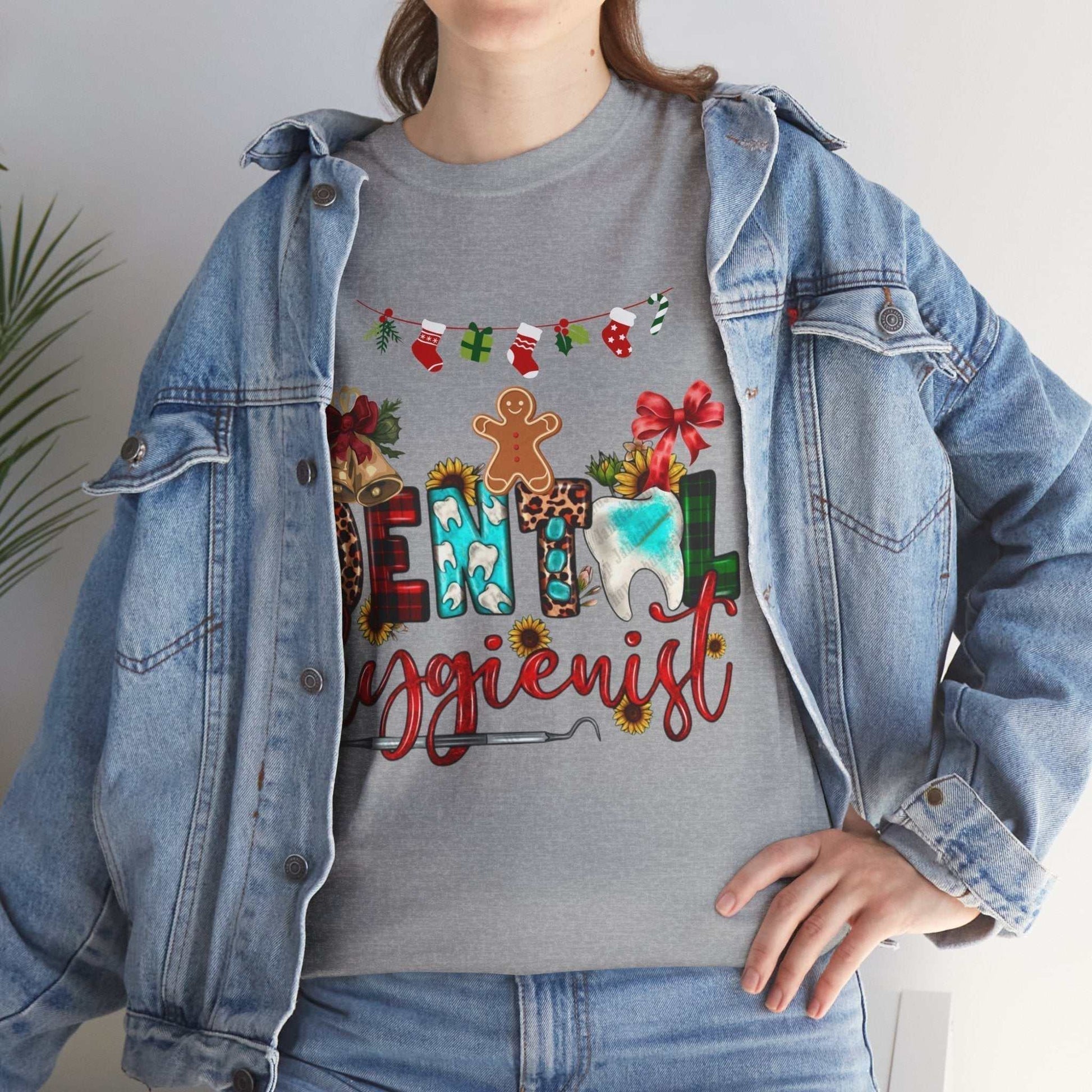 Christmas Dental Hygienist Shirt with festive dental design and holiday motifs.