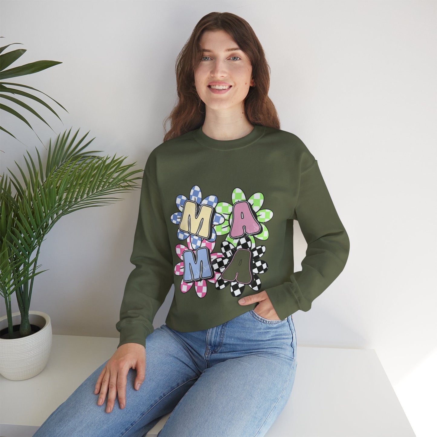 Colorful Floral MAMA Crewneck Sweatshirt for Moms, Gift for Mom