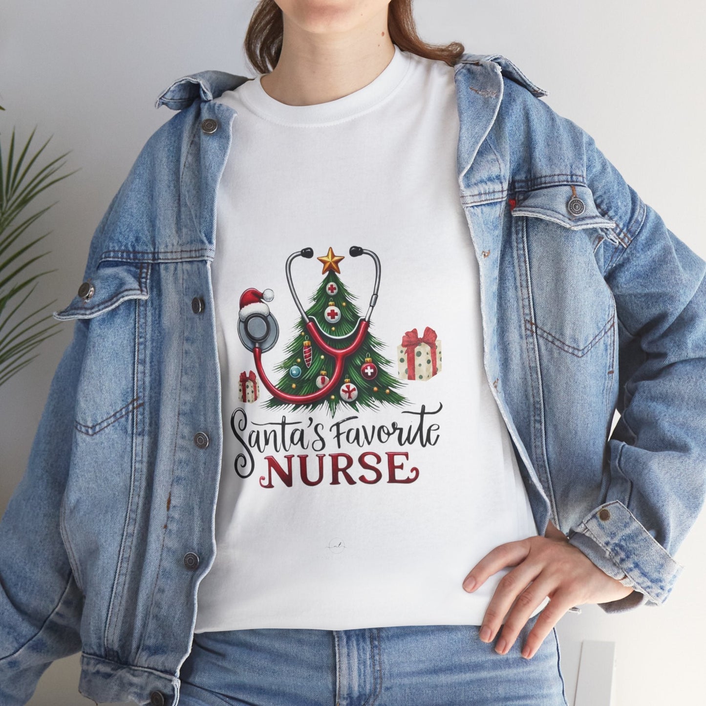 Santas Favorite Nurse Shirt featuring festive Christmas design for nurses, ideal holiday gift.