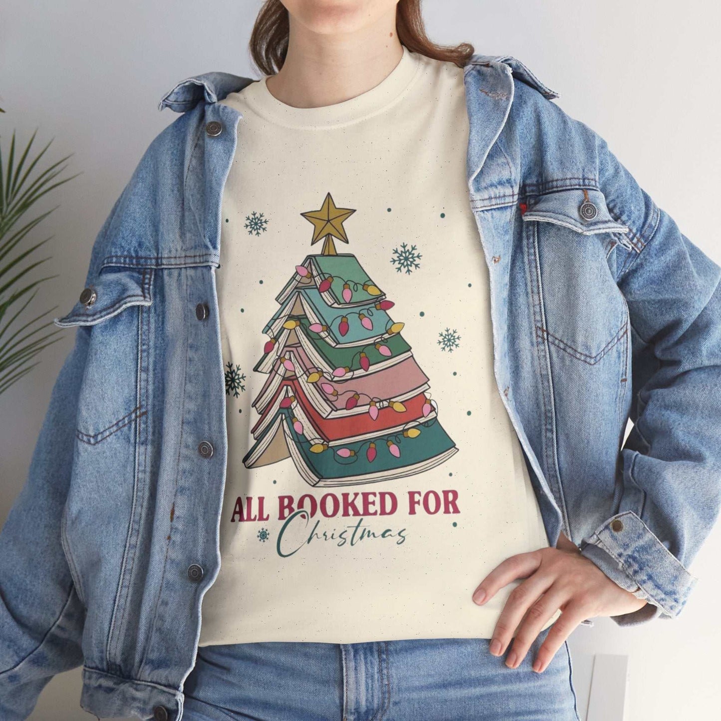Christmas shirt gift featuring book-themed tree design for book lovers.