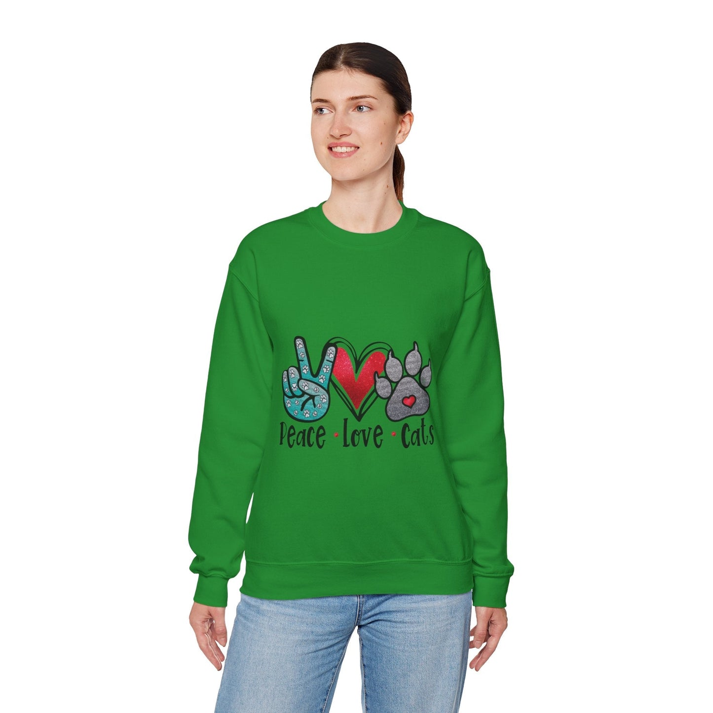Peace Love Cats Sweatshirt | Unisex Crewneck Pullover