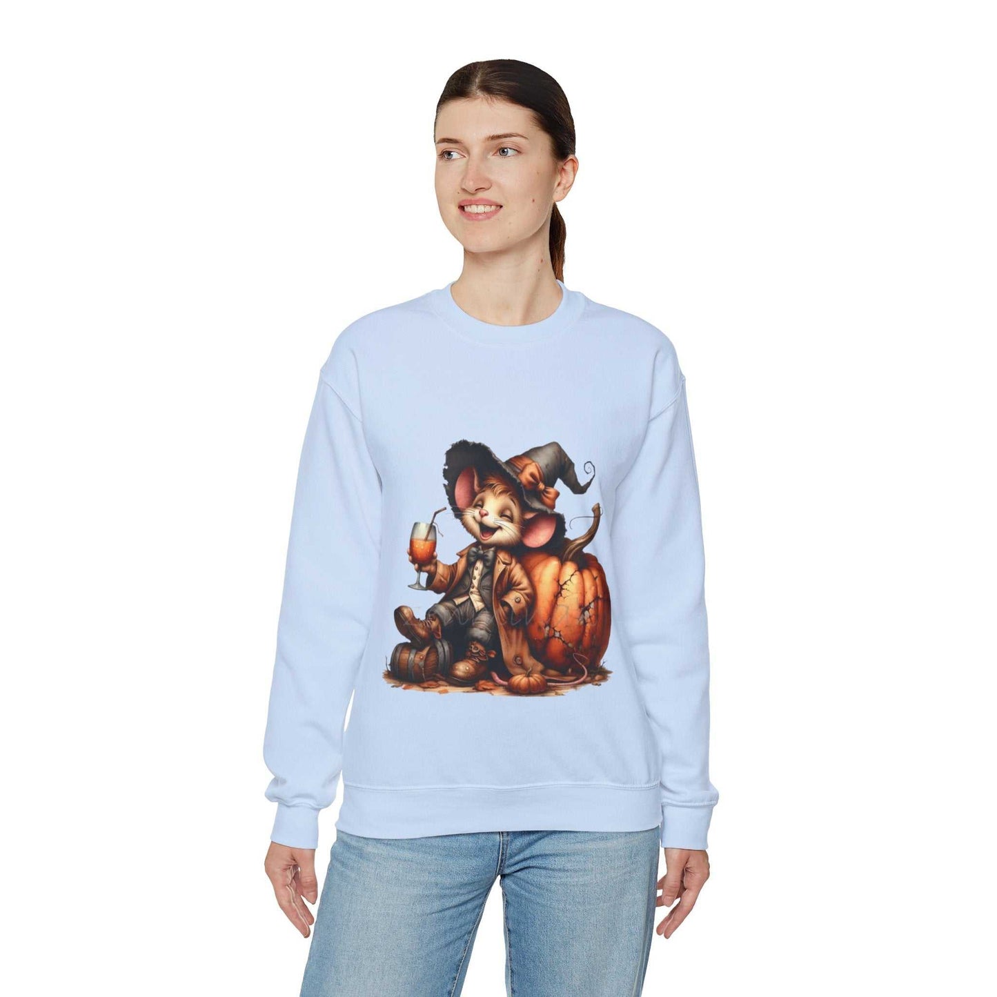 Funny Mouse Halloween Sweetshirt featuring a cute mouse in a Halloween theme.